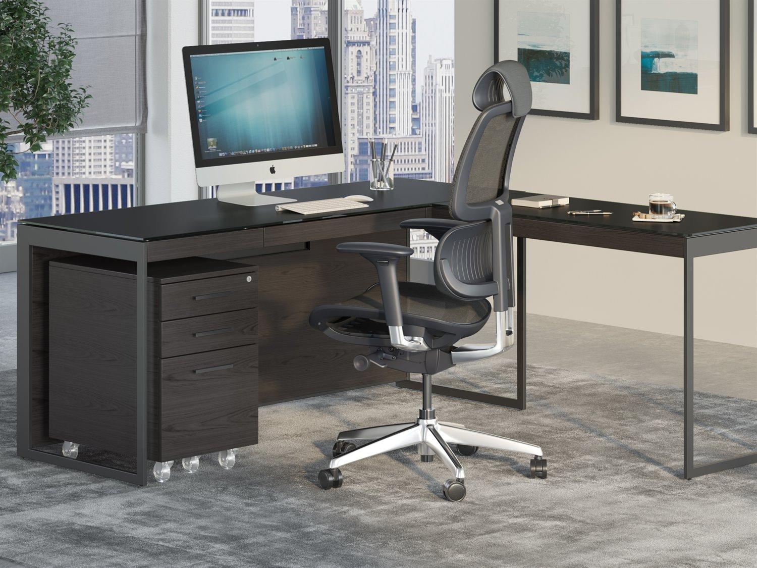 BDI Sequel-20 Charcoal Stained Ash / Black Return Desk