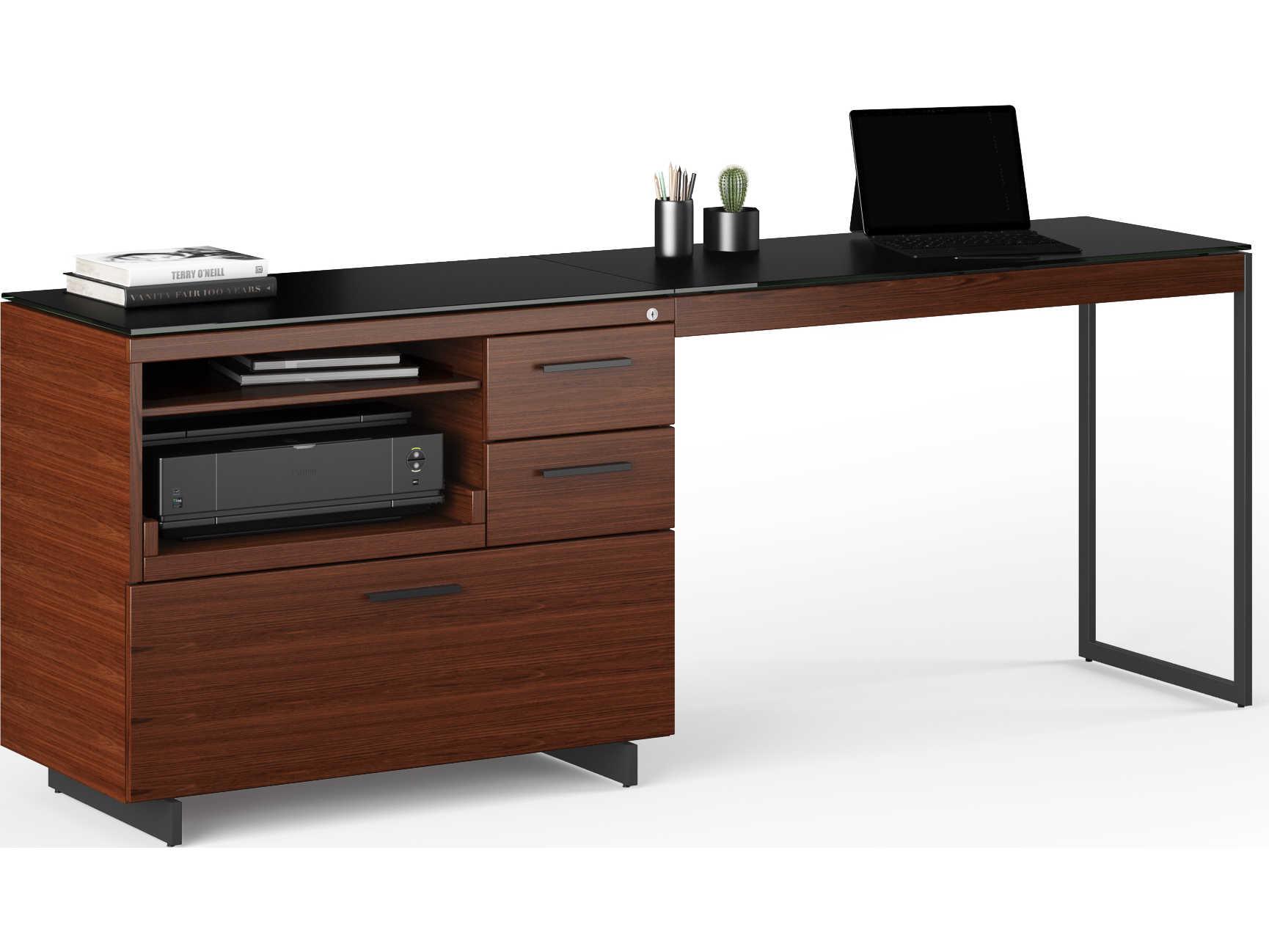 BDI Sequel-20 Chocolate Stained Walnut / Black Return Desk