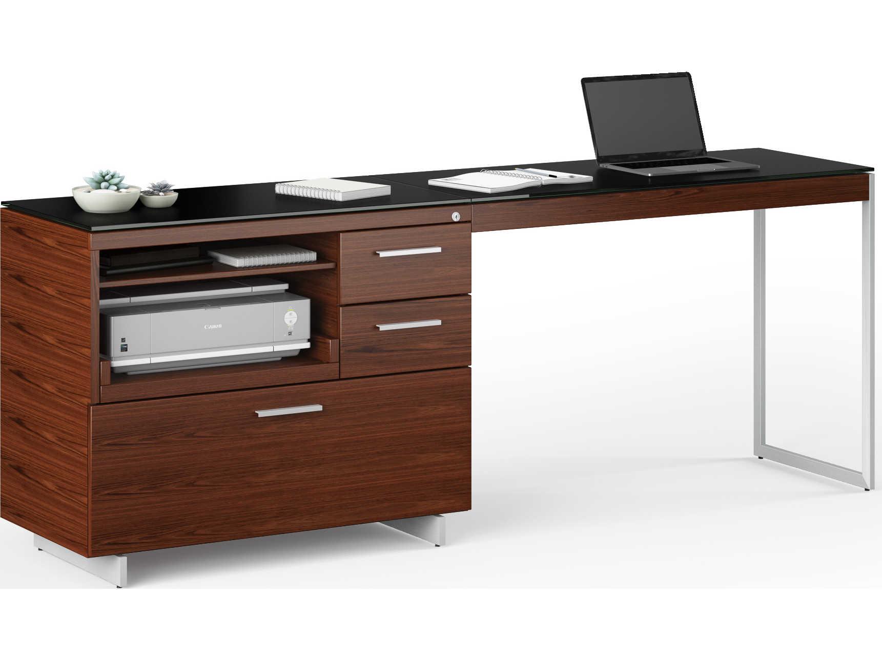BDI Sequel-20 Black / Chocolate Stained Walnut / Satin Nickel Return Desk