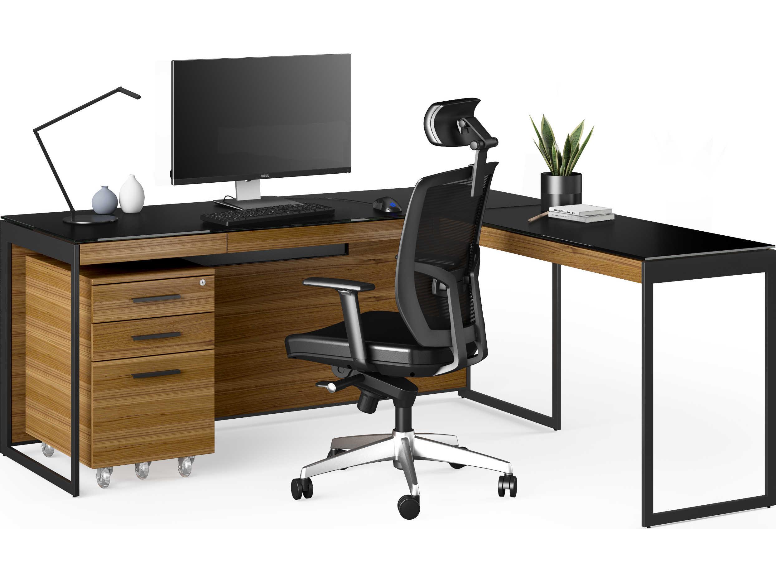 BDI Sequel Natural Walnut, Black Return Desk