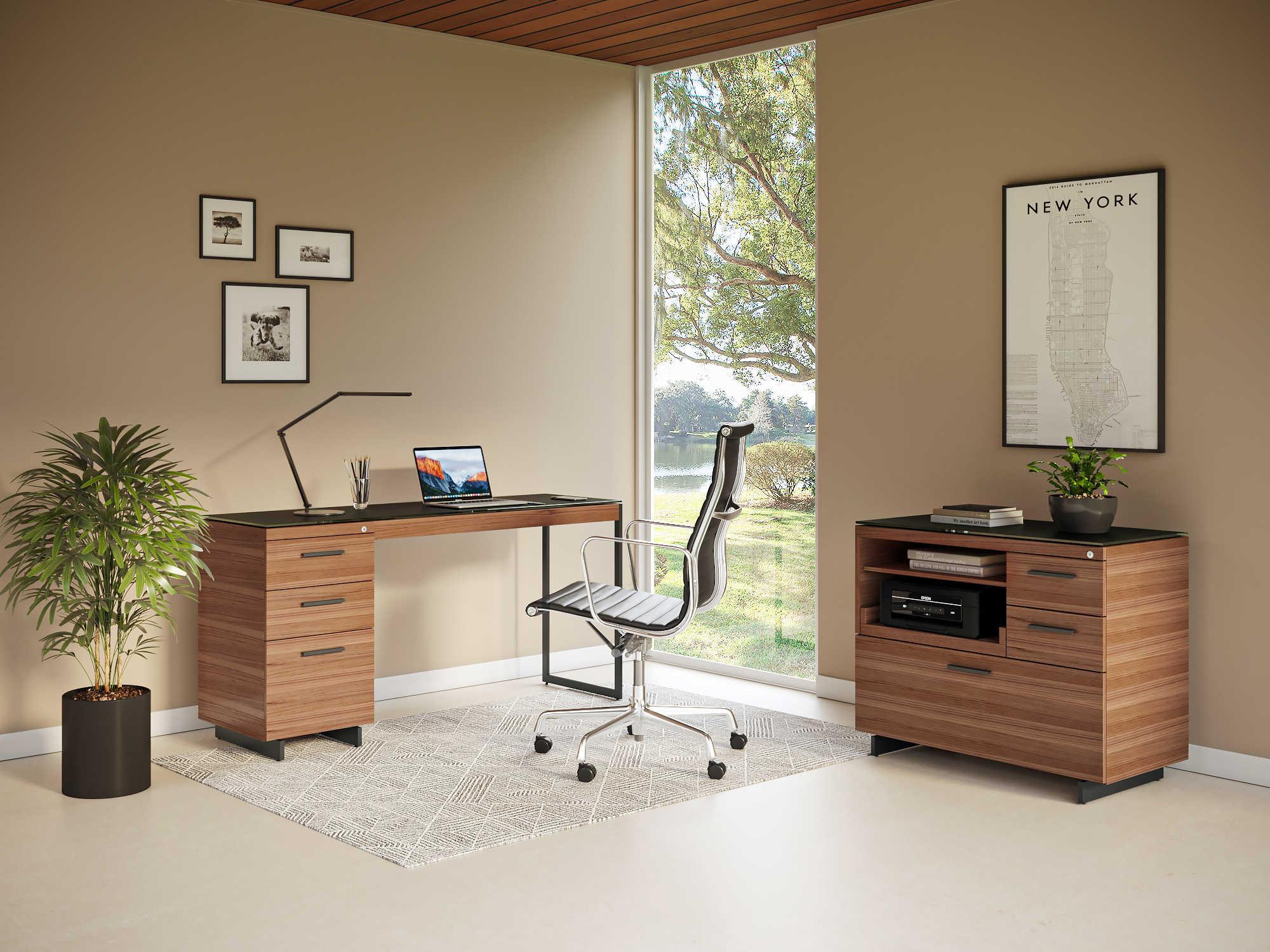 BDI Sequel Natural Walnut Black File Cabinet