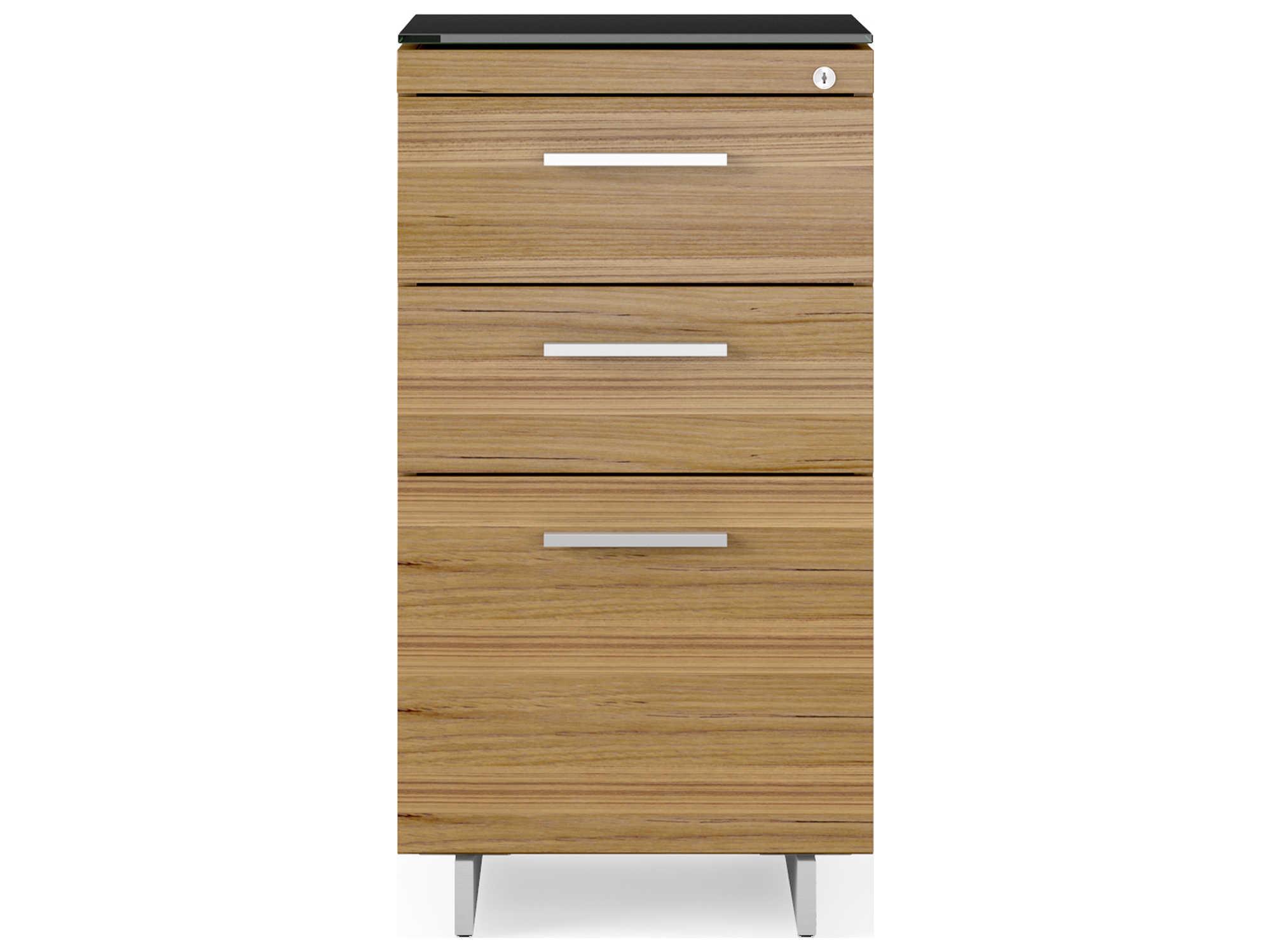 BDI Sequel Black Natural Walnut Satin Nickel File Cabinet
