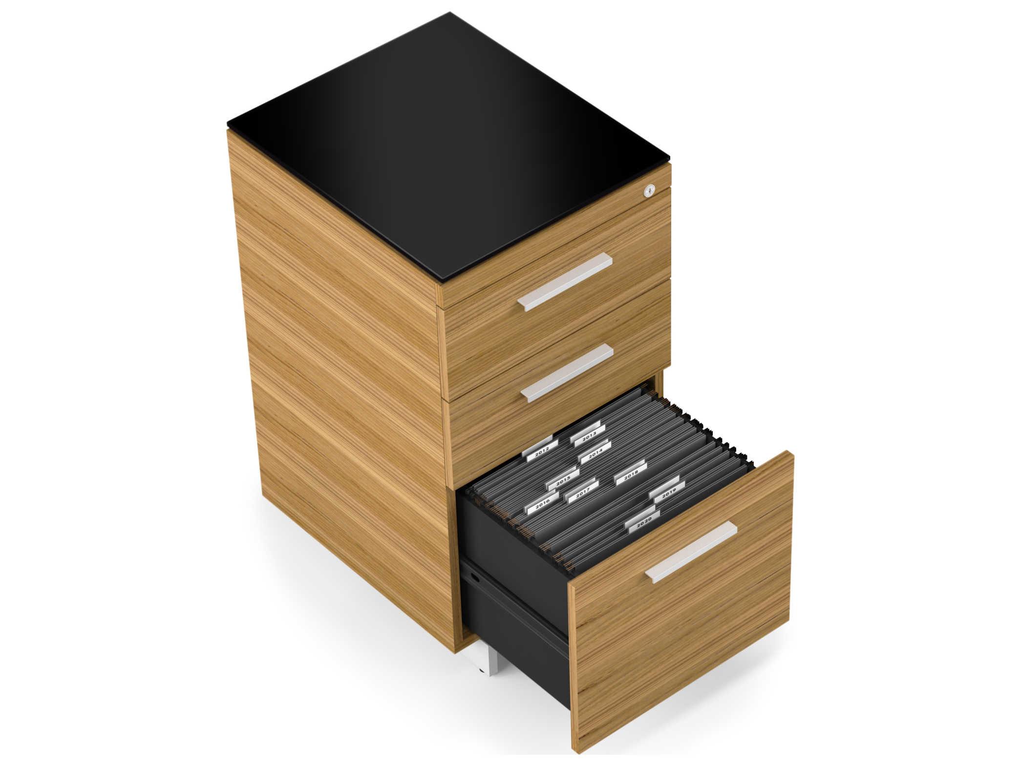 BDI Sequel Black Natural Walnut Satin Nickel File Cabinet