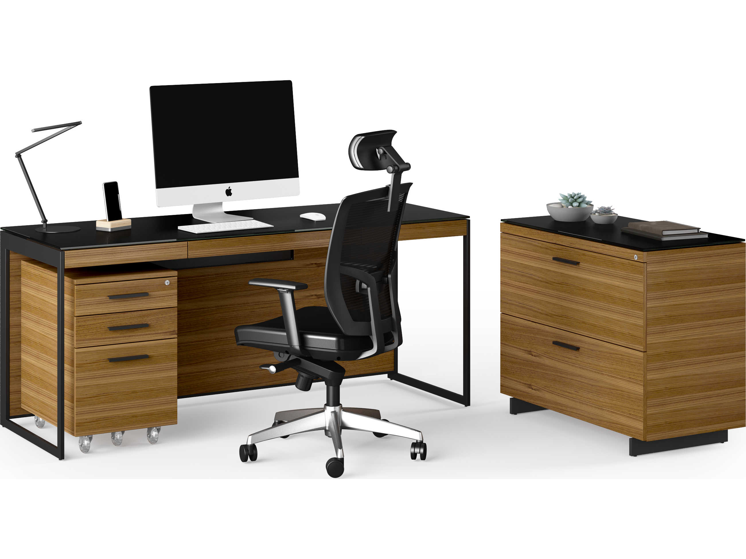 BDI Sequel Natural Walnut Black File Cabinet