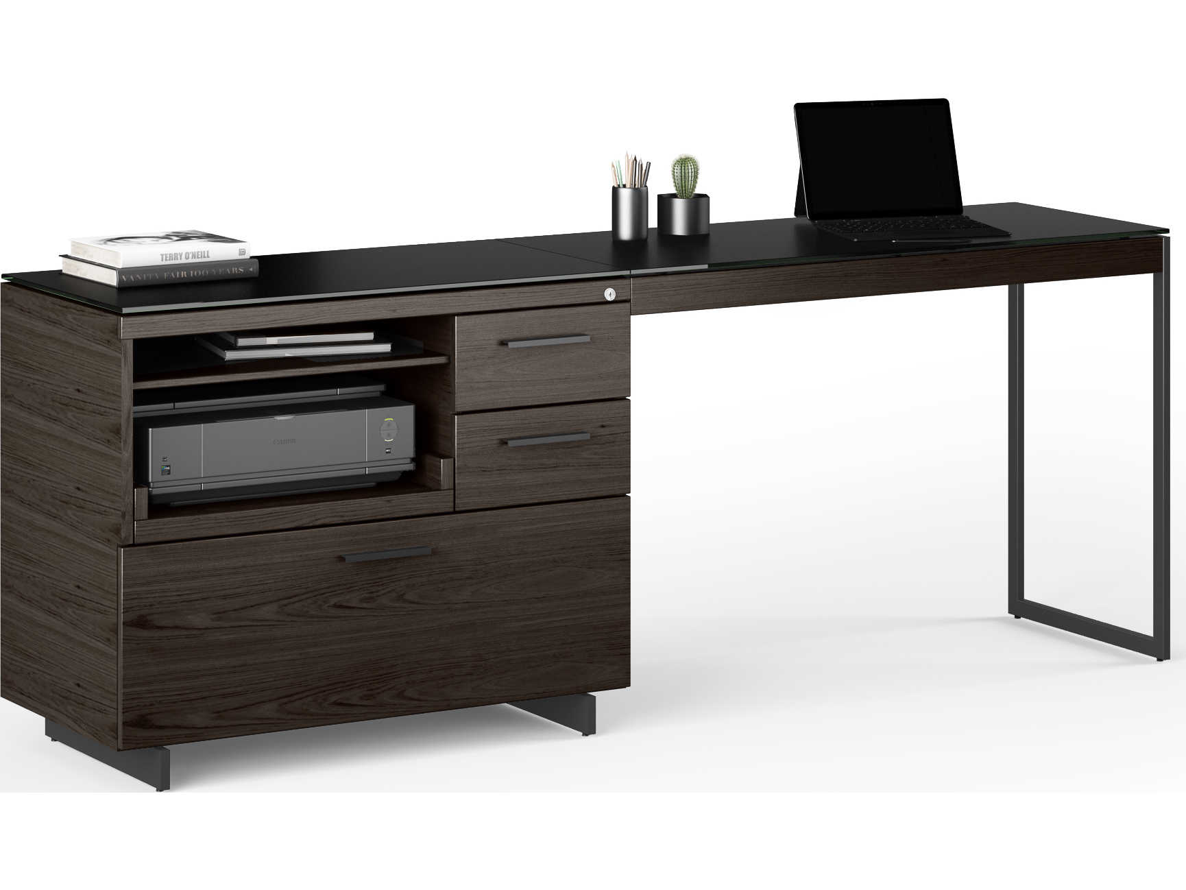 BDI Sequel Charcoal Stained Ash Black Hardwood Printer Cabinet