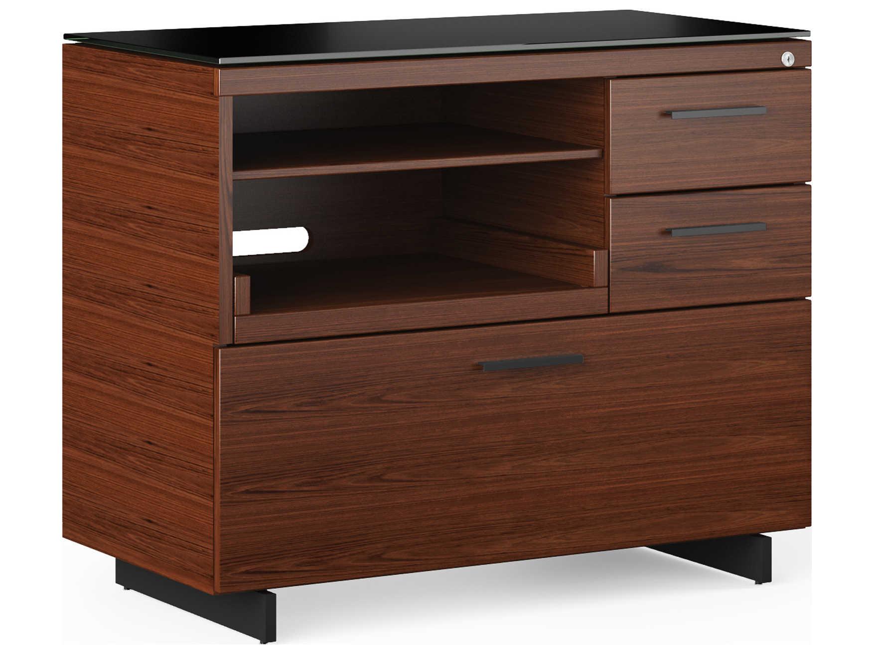 BDI Sequel Chocolate Stained Walnut Black Hardwood Printer Cabinet