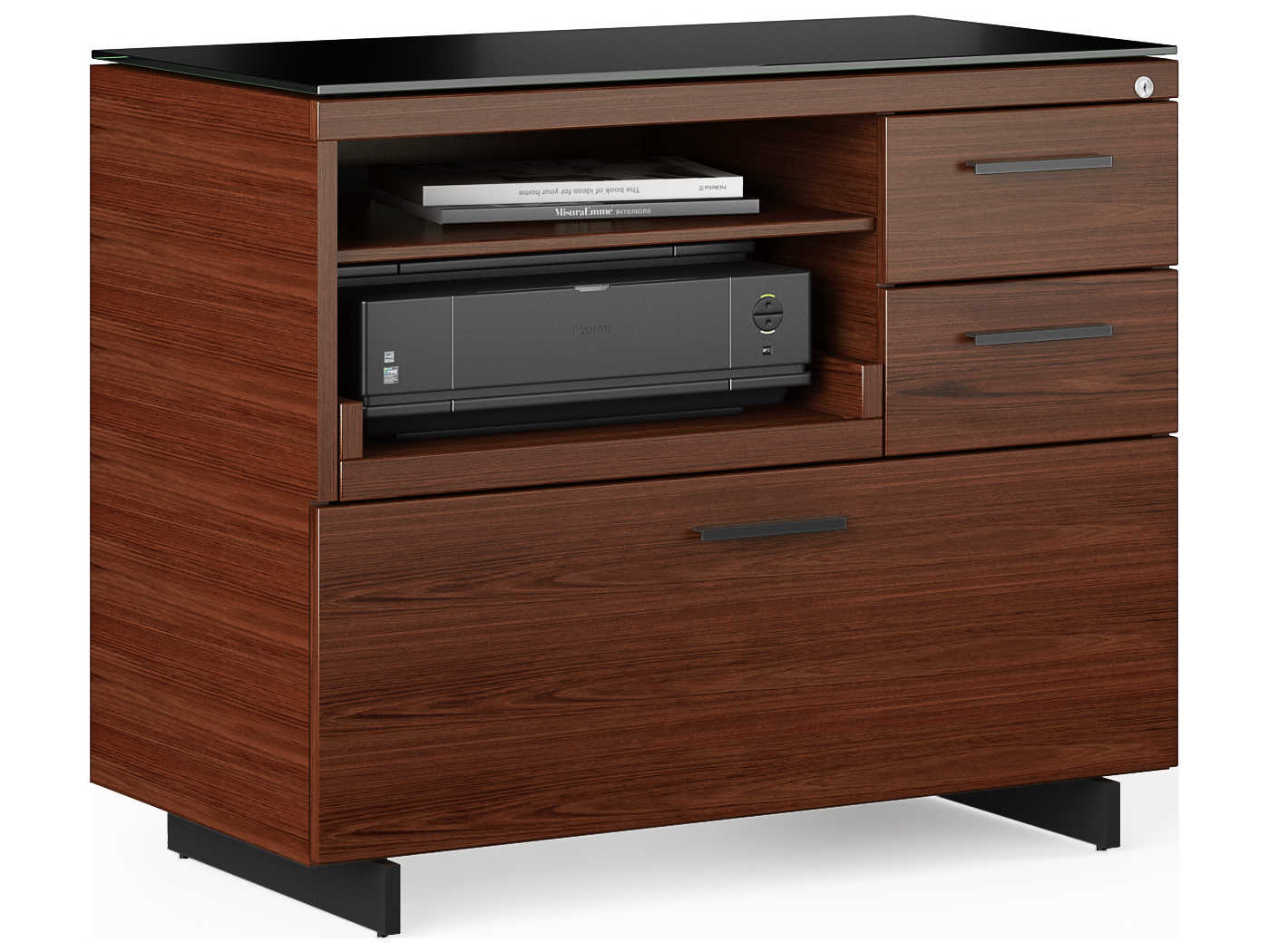 BDI Sequel Chocolate Stained Walnut Black Hardwood Printer Cabinet