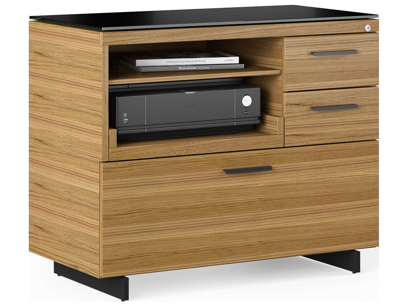 BDI Sequel Natural Walnut Black Hardwood Printer Cabinet