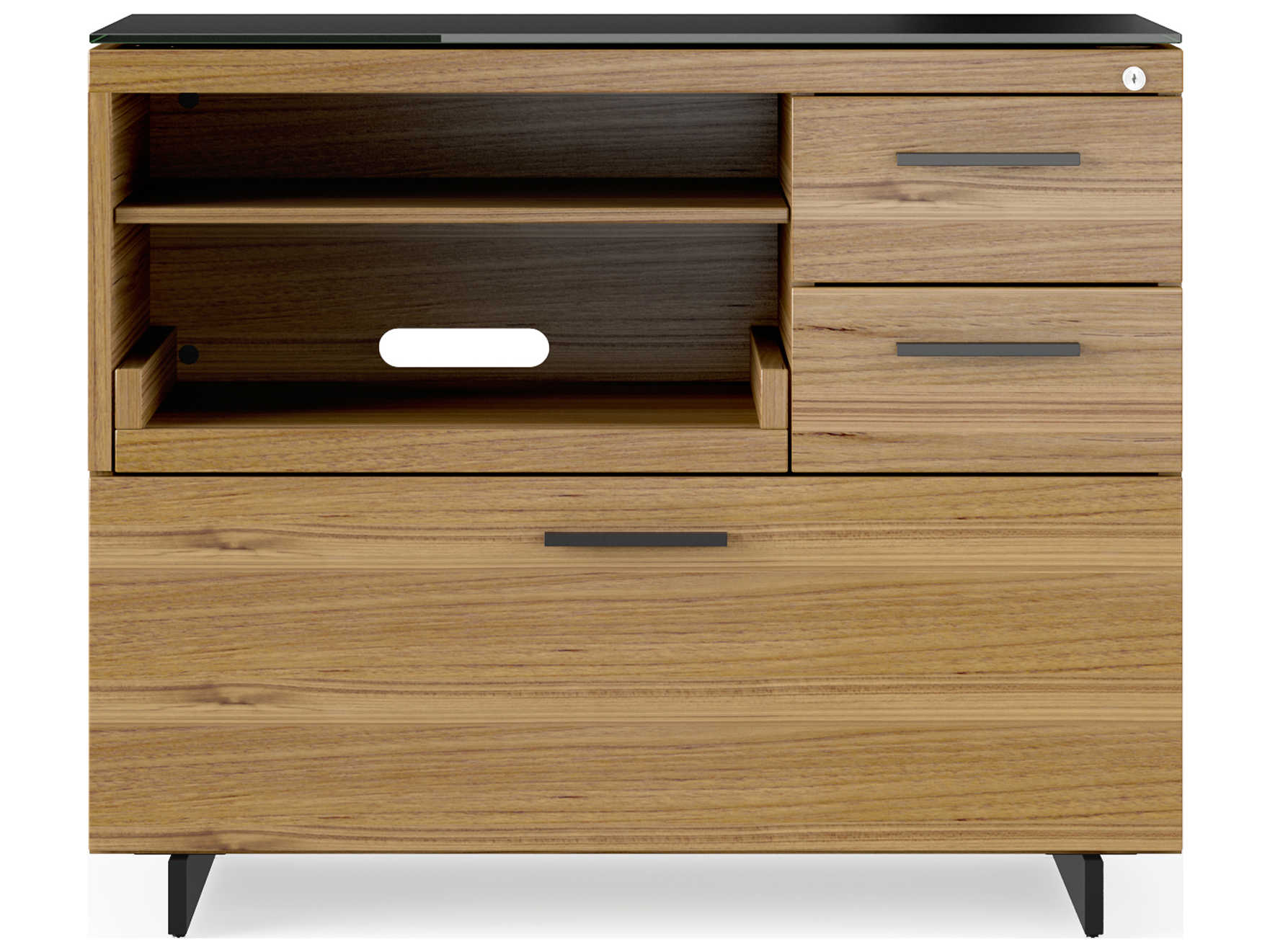 BDI Sequel Natural Walnut Black Hardwood Printer Cabinet