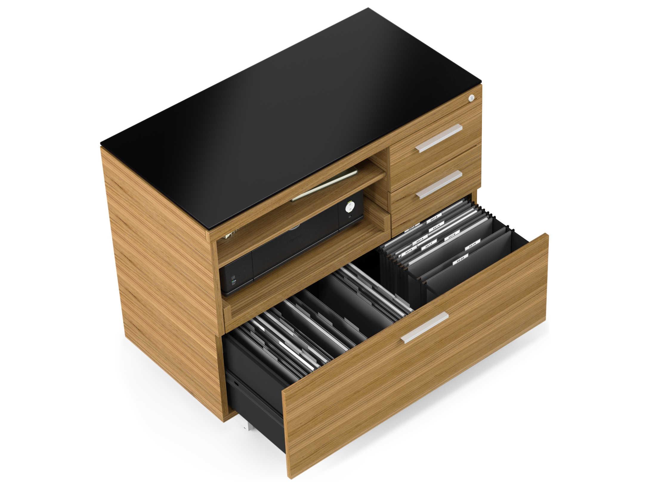 BDI Sequel Black Natural Walnut Satin Nickel Hardwood Printer Cabinet