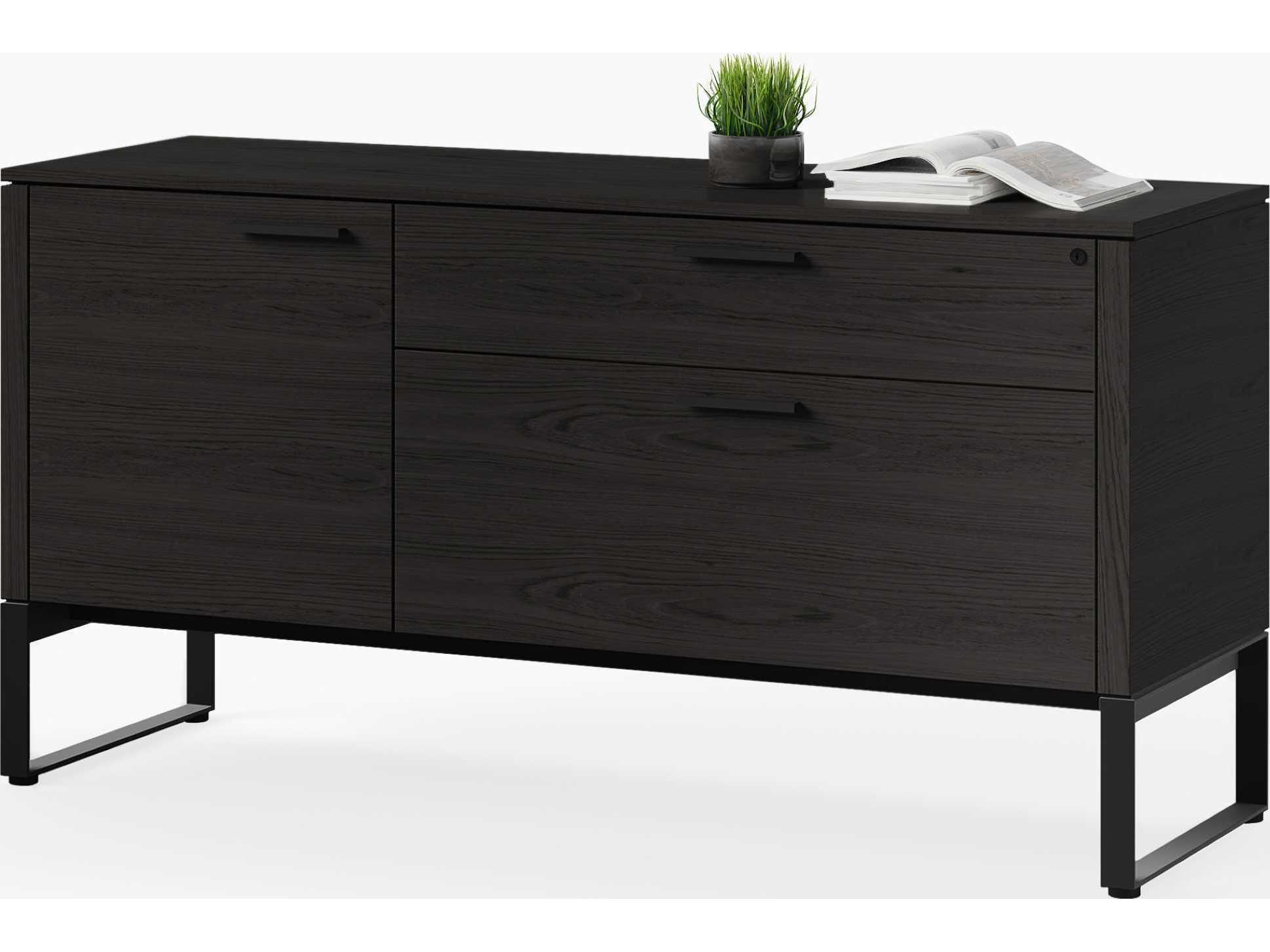 BDI Linea Office Charcoal Stained Ash File Cabinet