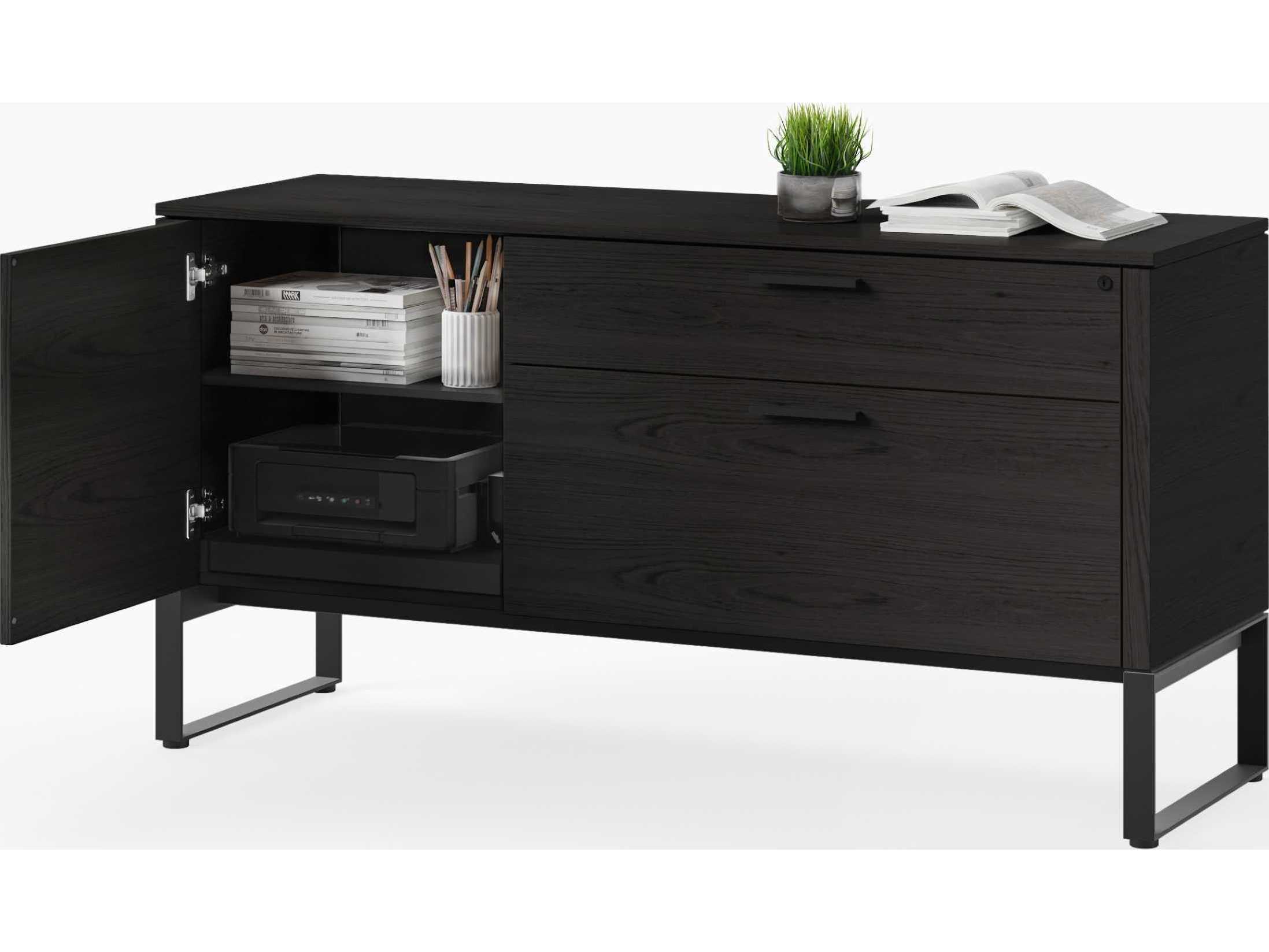 BDI Linea Office Charcoal Stained Ash File Cabinet