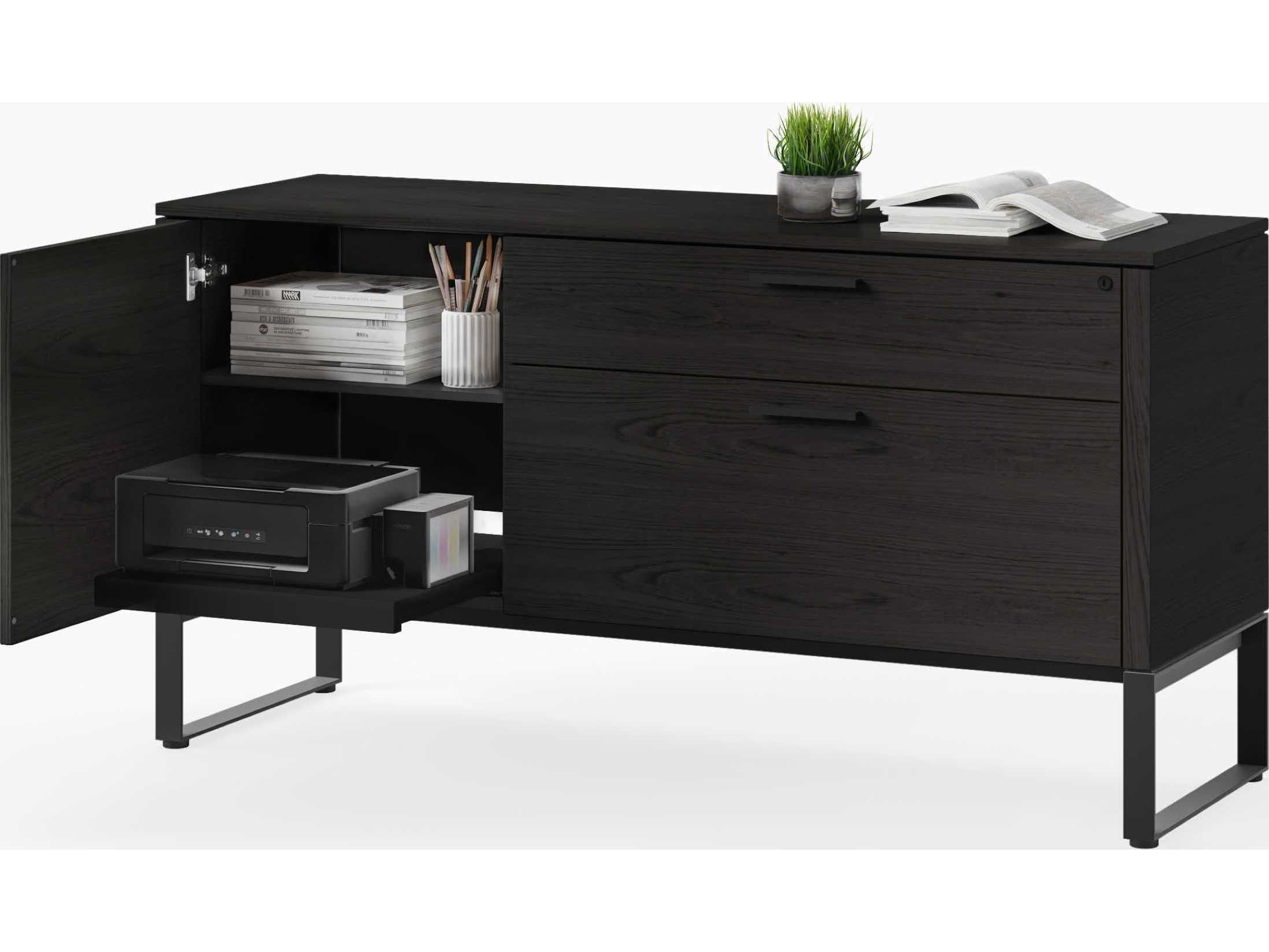 BDI Linea Office Charcoal Stained Ash File Cabinet