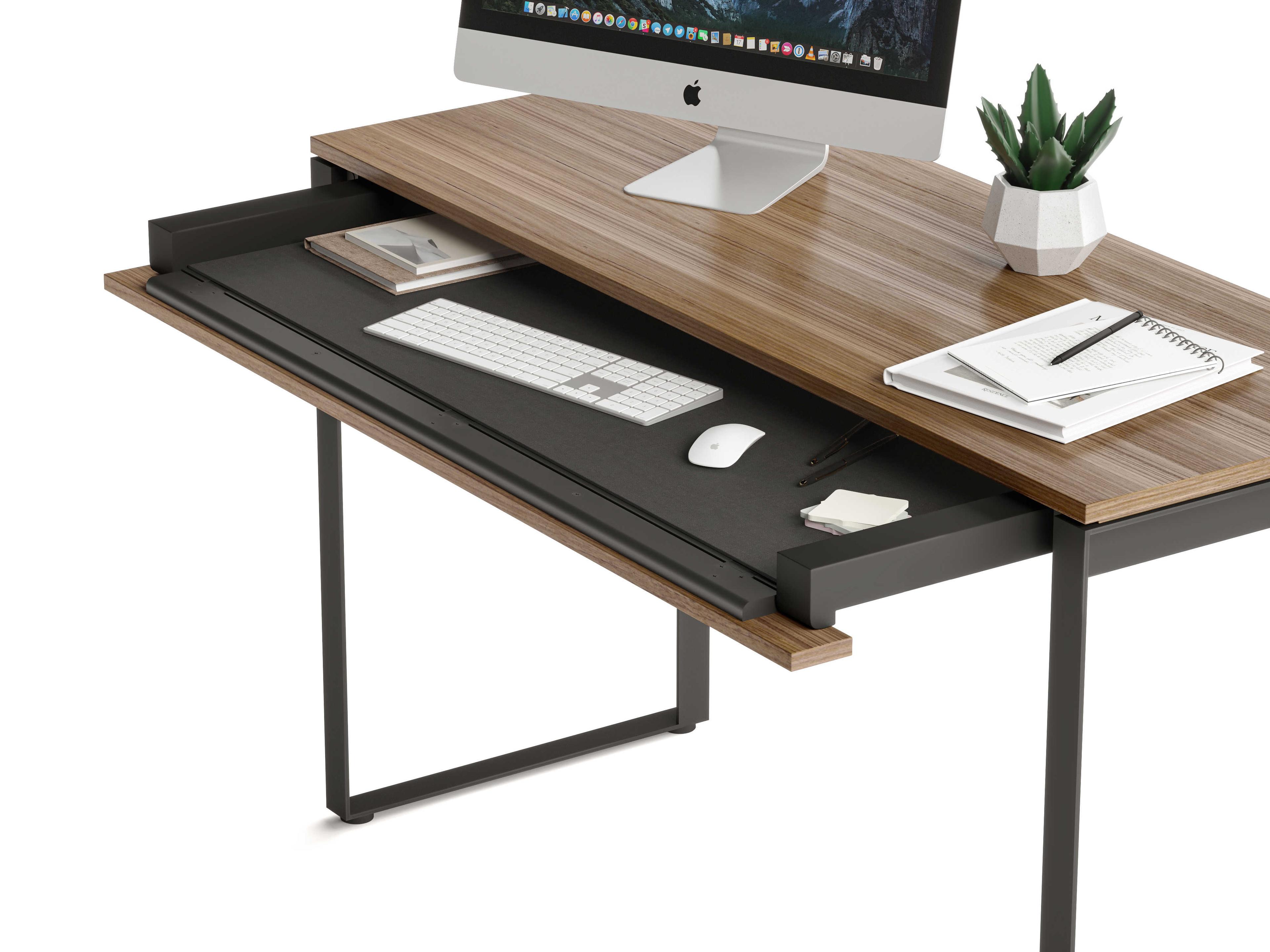 BDI Linea Office Natural Walnut Black Wood Computer Desk