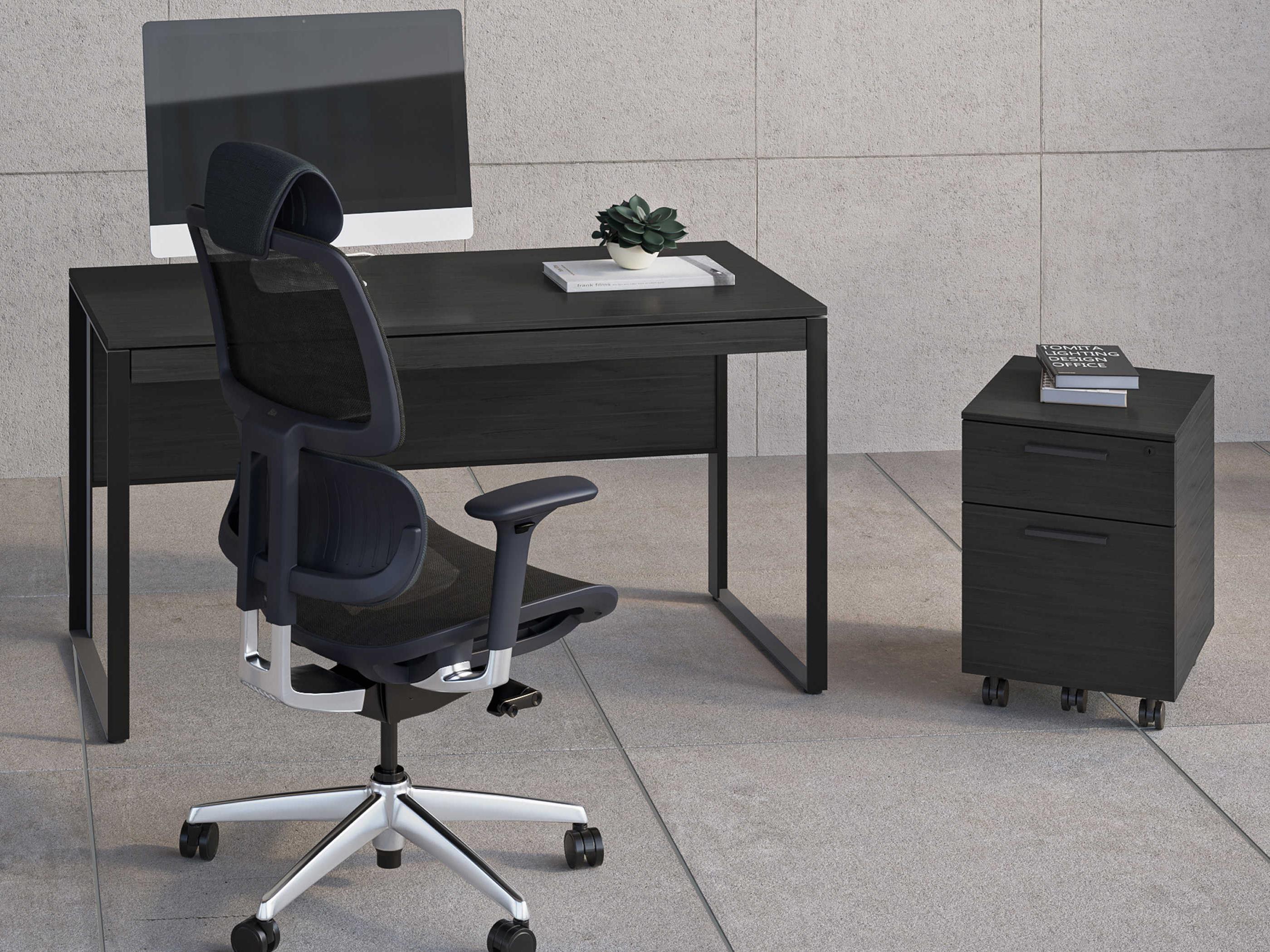 BDI Linea Office Charcoal Stained Ash File Cabinet