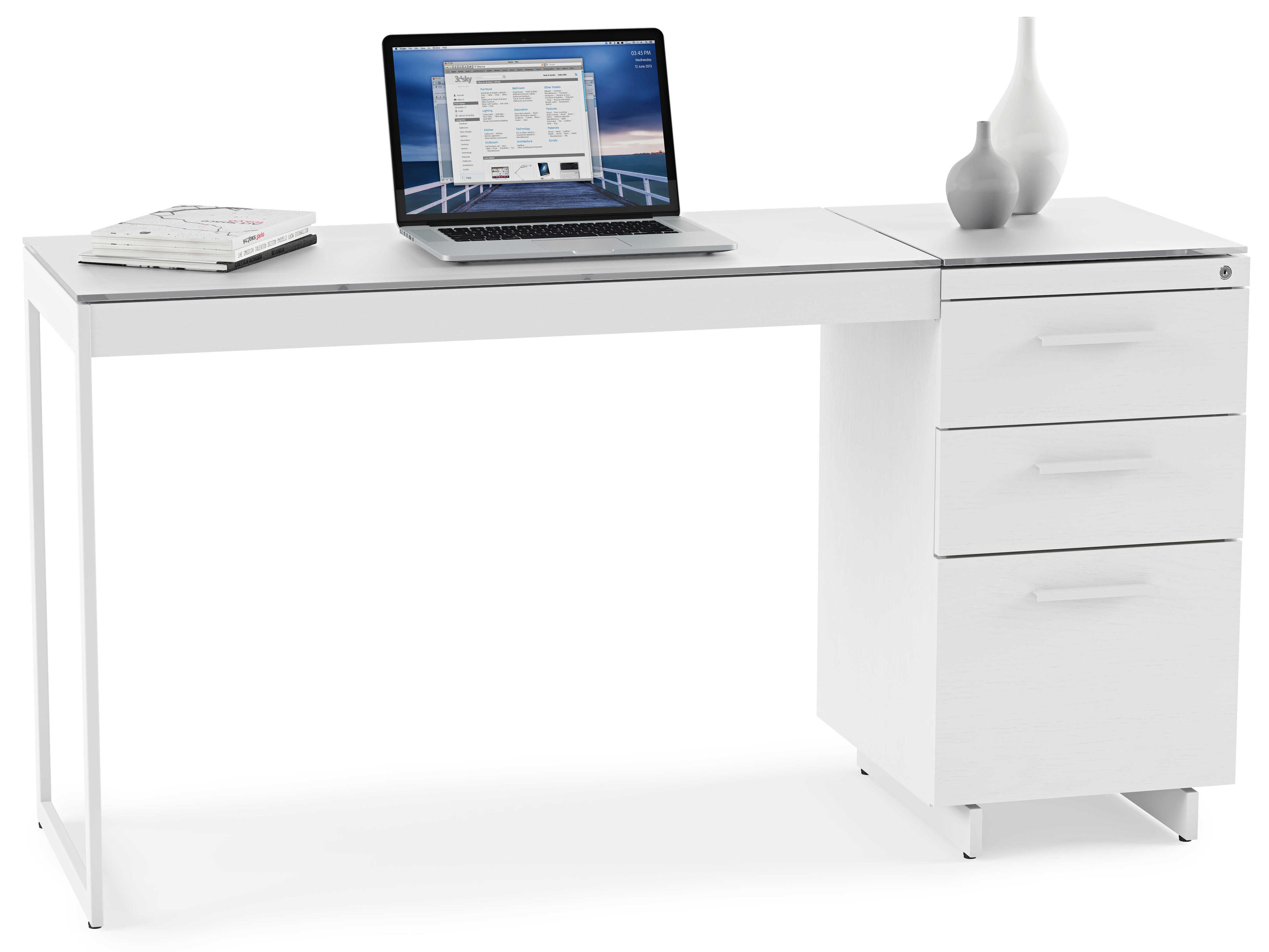 BDI Centro Satin White & Gray Etched Glass Return