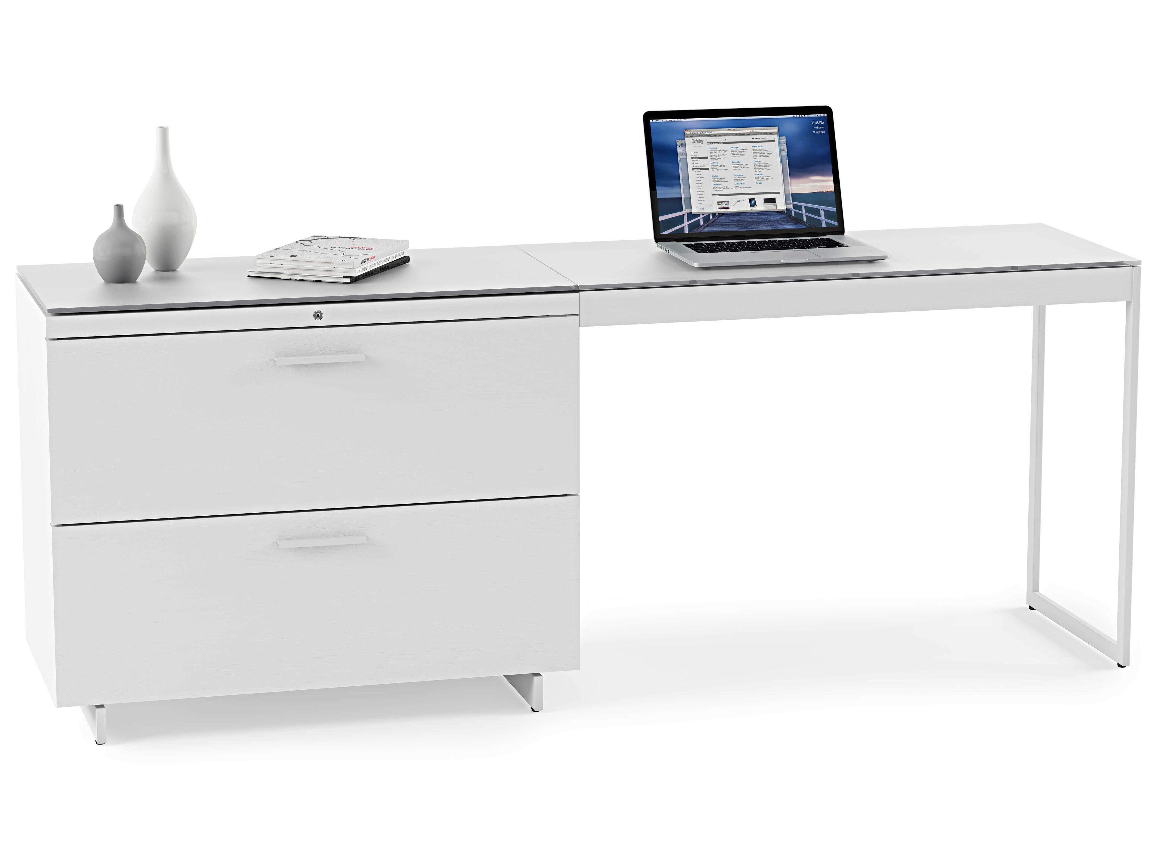 BDI Centro Satin White & Gray Etched Glass Return