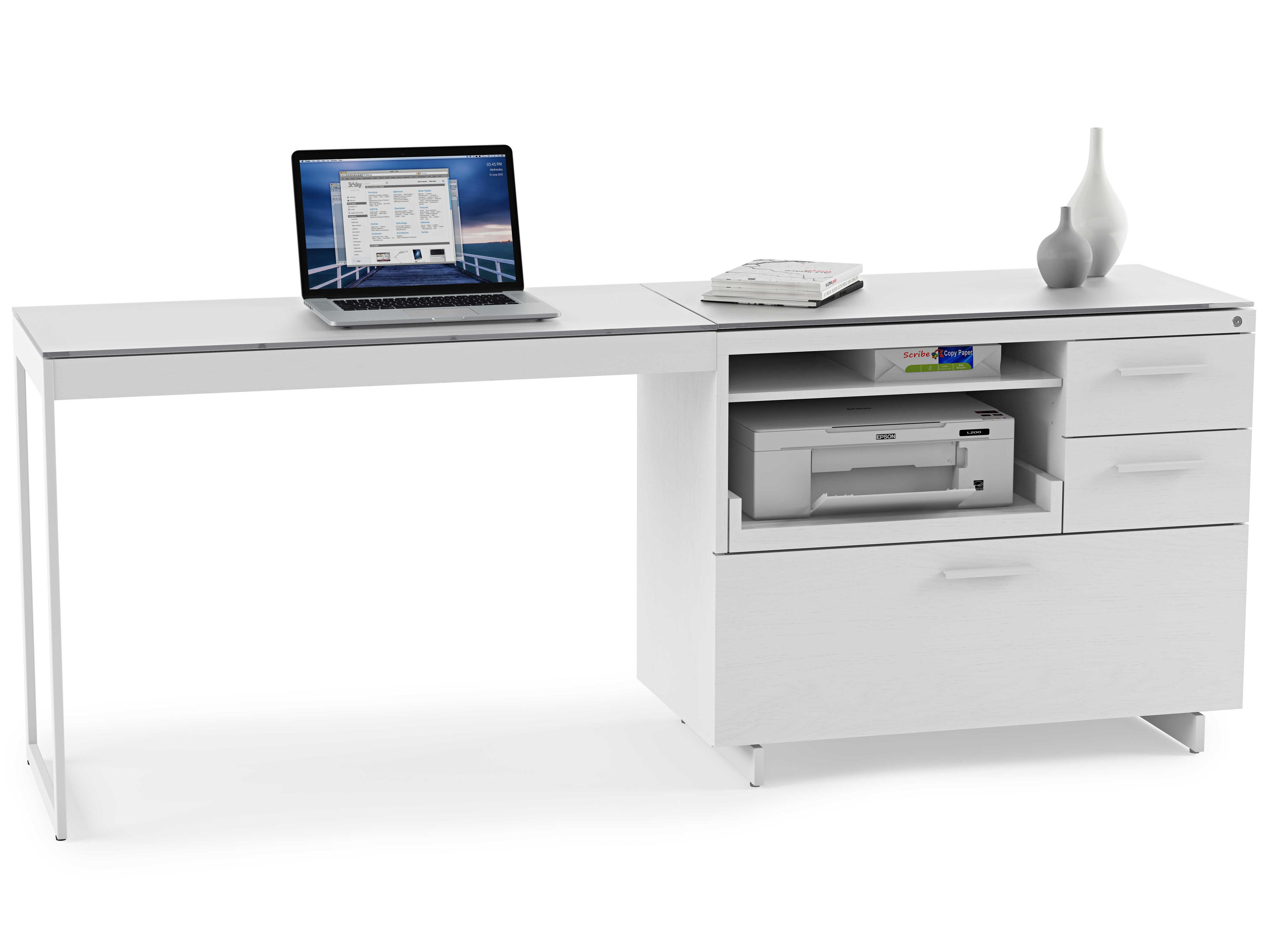 BDI Centro Satin White & Gray Etched Glass Return