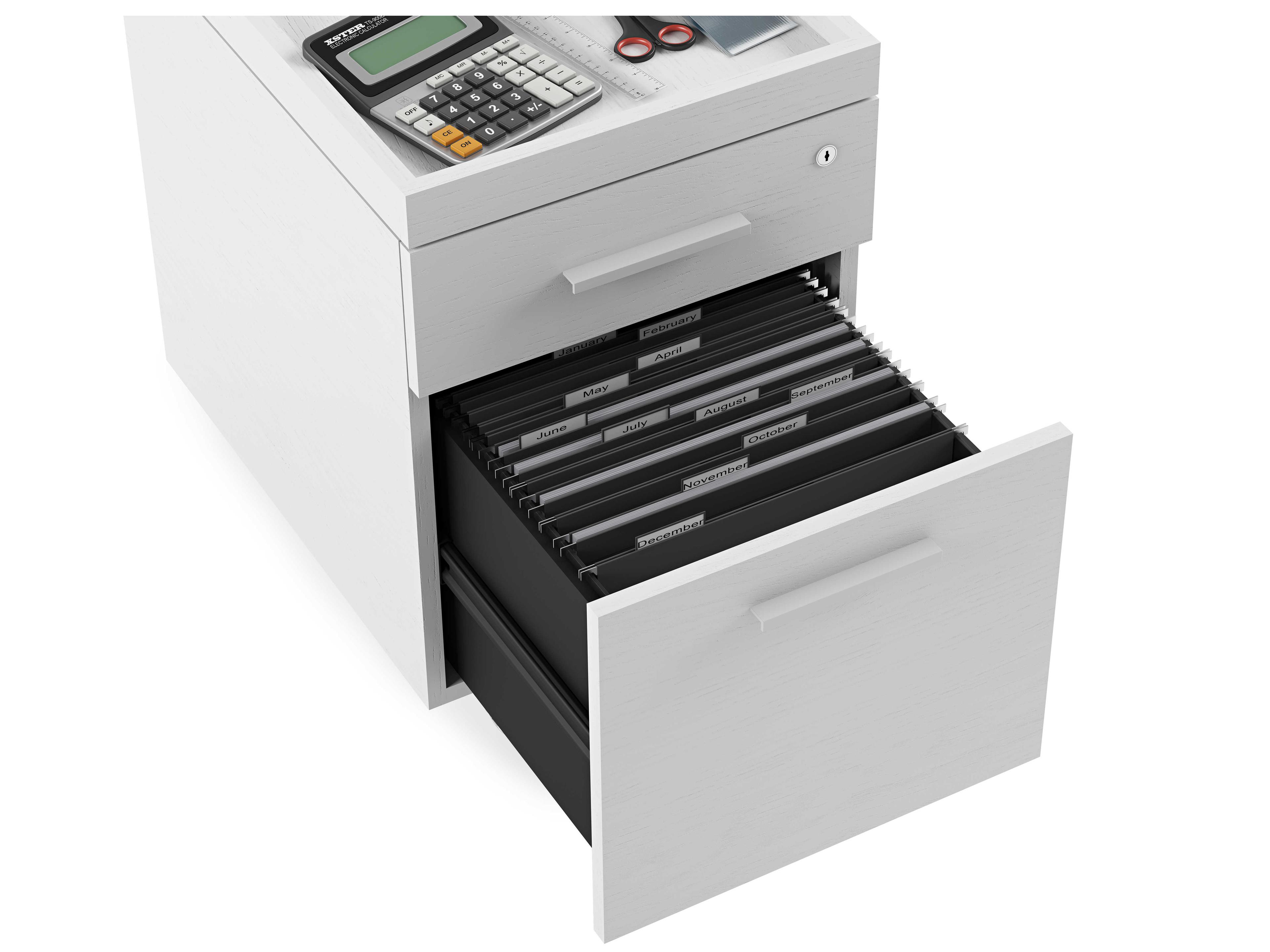 BDI Centro Satin White & Grey Etched Glass File Cabinet