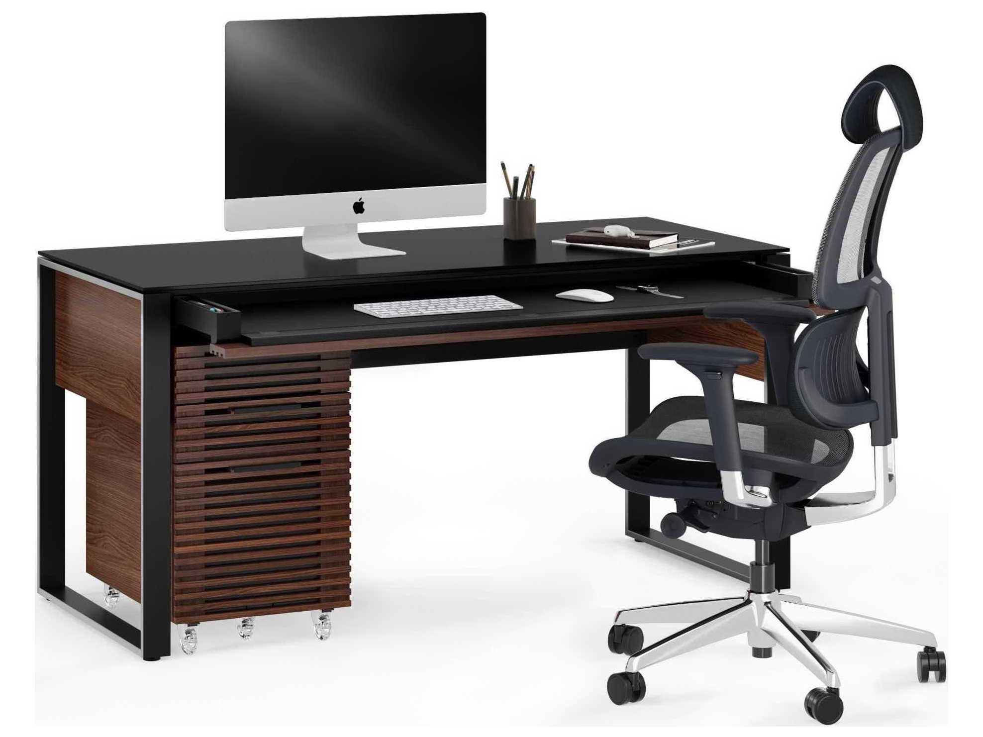 BDI Corridor Chocolate Stained Walnut Black Brown Secretary Desk