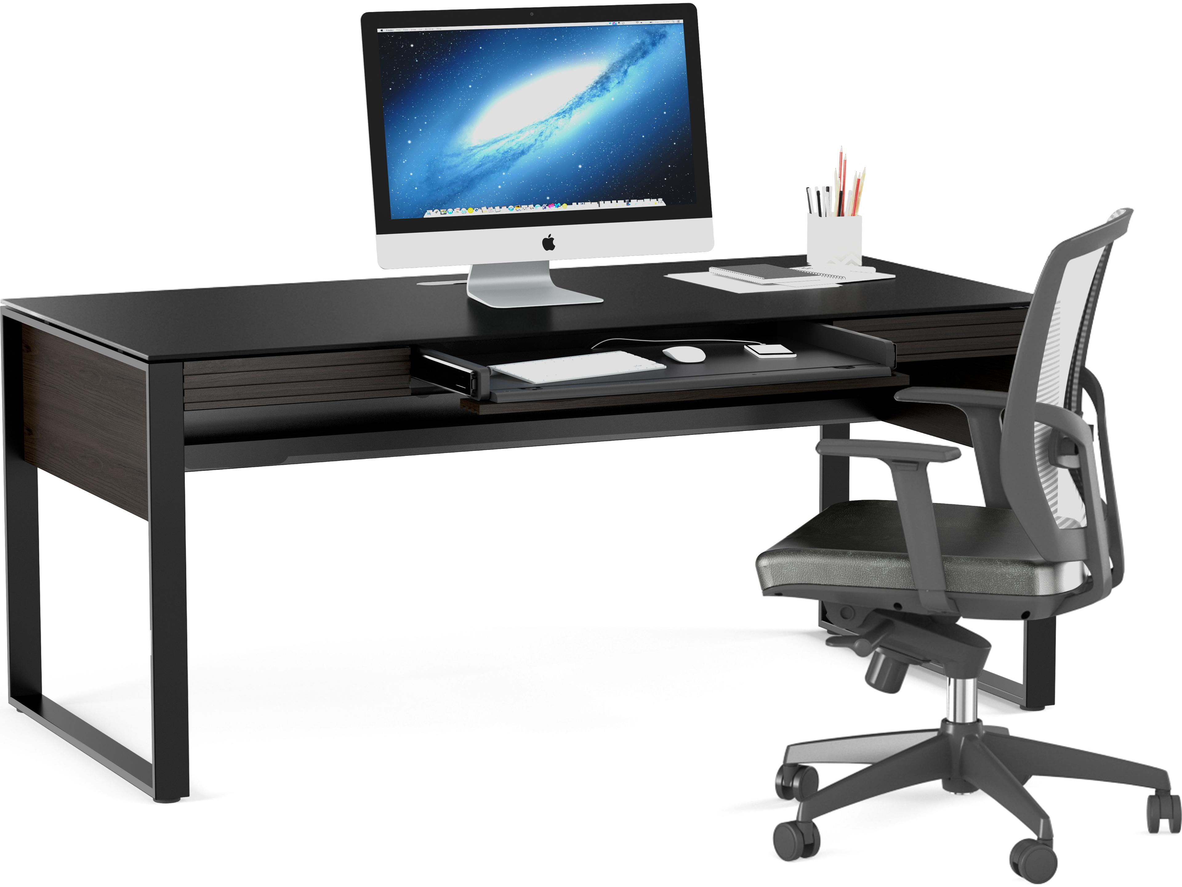 BDI Corridor Charcoal Stained Ash Black Hardwood Executive Desk