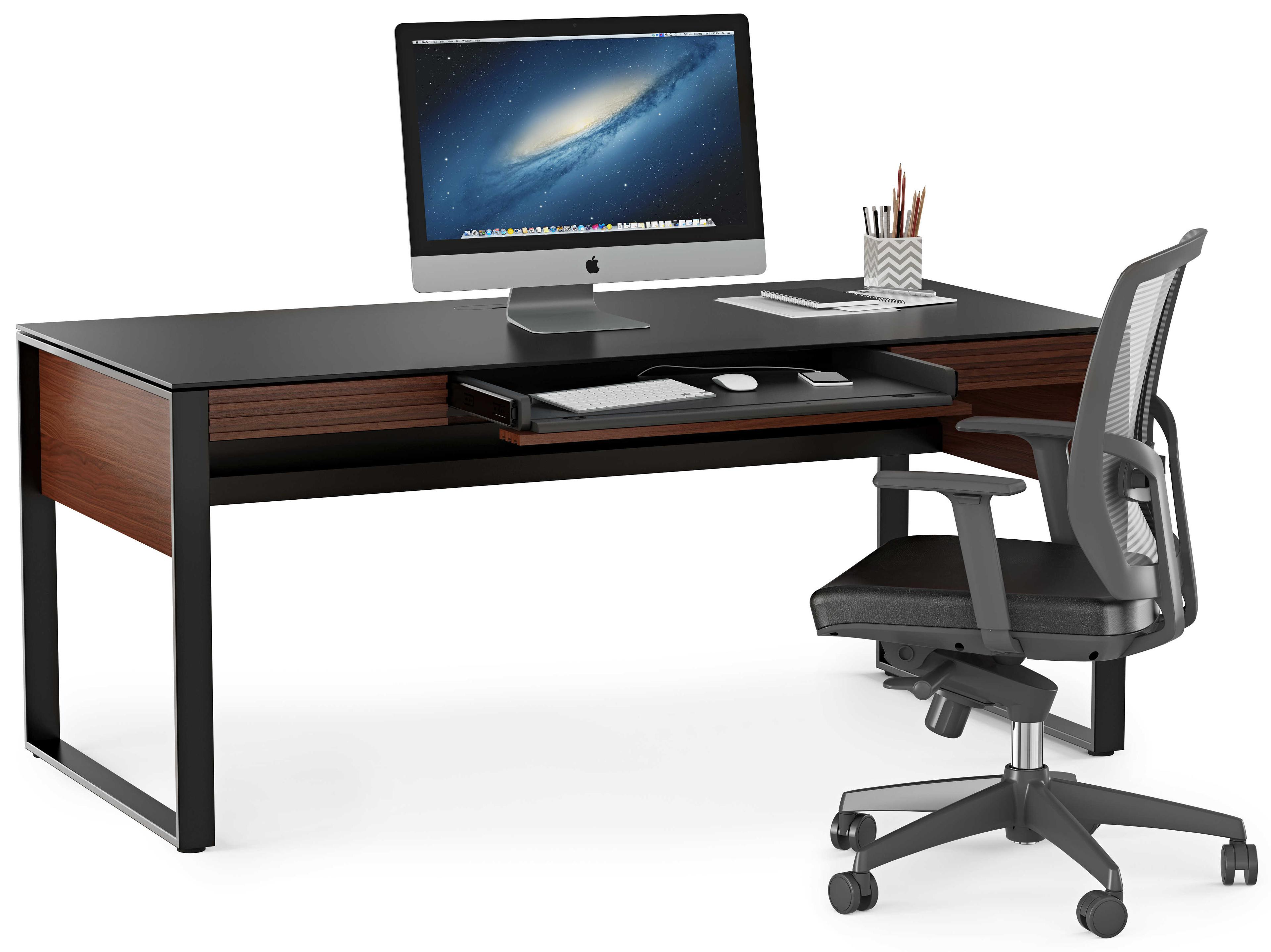 BDI Corridor Chocolate Stained Walnut Brown Hardwood Executive Desk