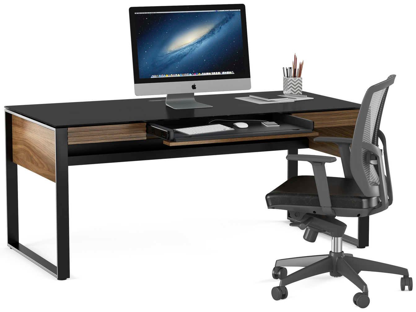 BDI Corridor Natural Walnut Black Wood Executive Desk