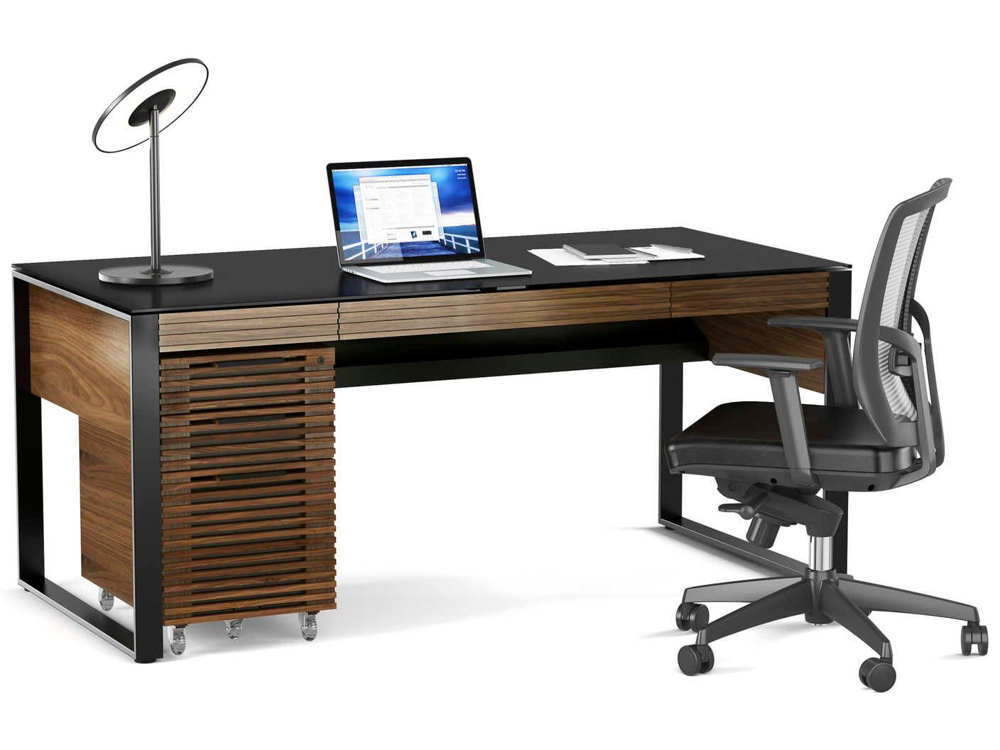 BDI Corridor Natural Walnut Black Wood Executive Desk