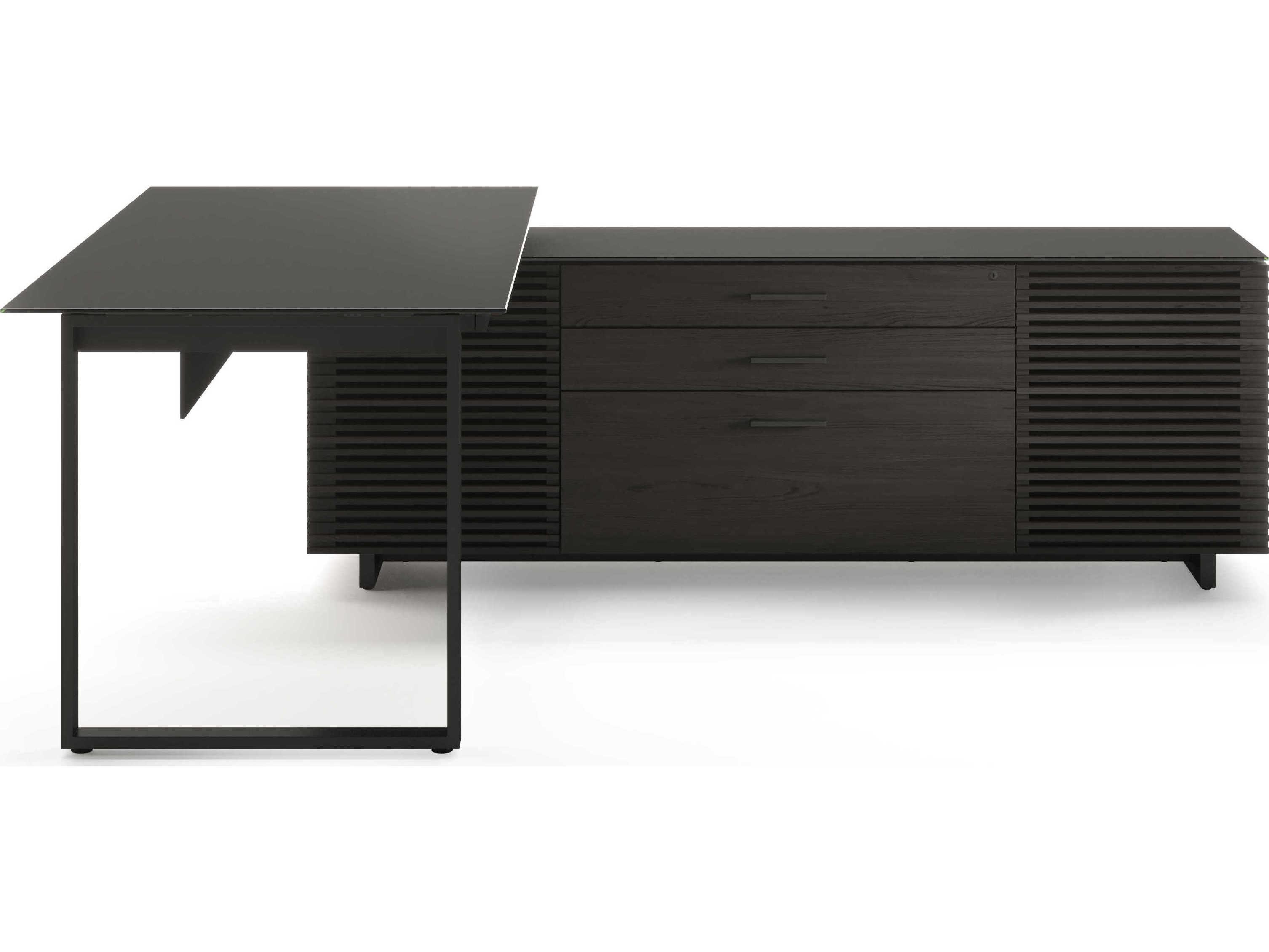 BDI Corridor Charcoal Stained Ash Black Wood L-Shaped Desk