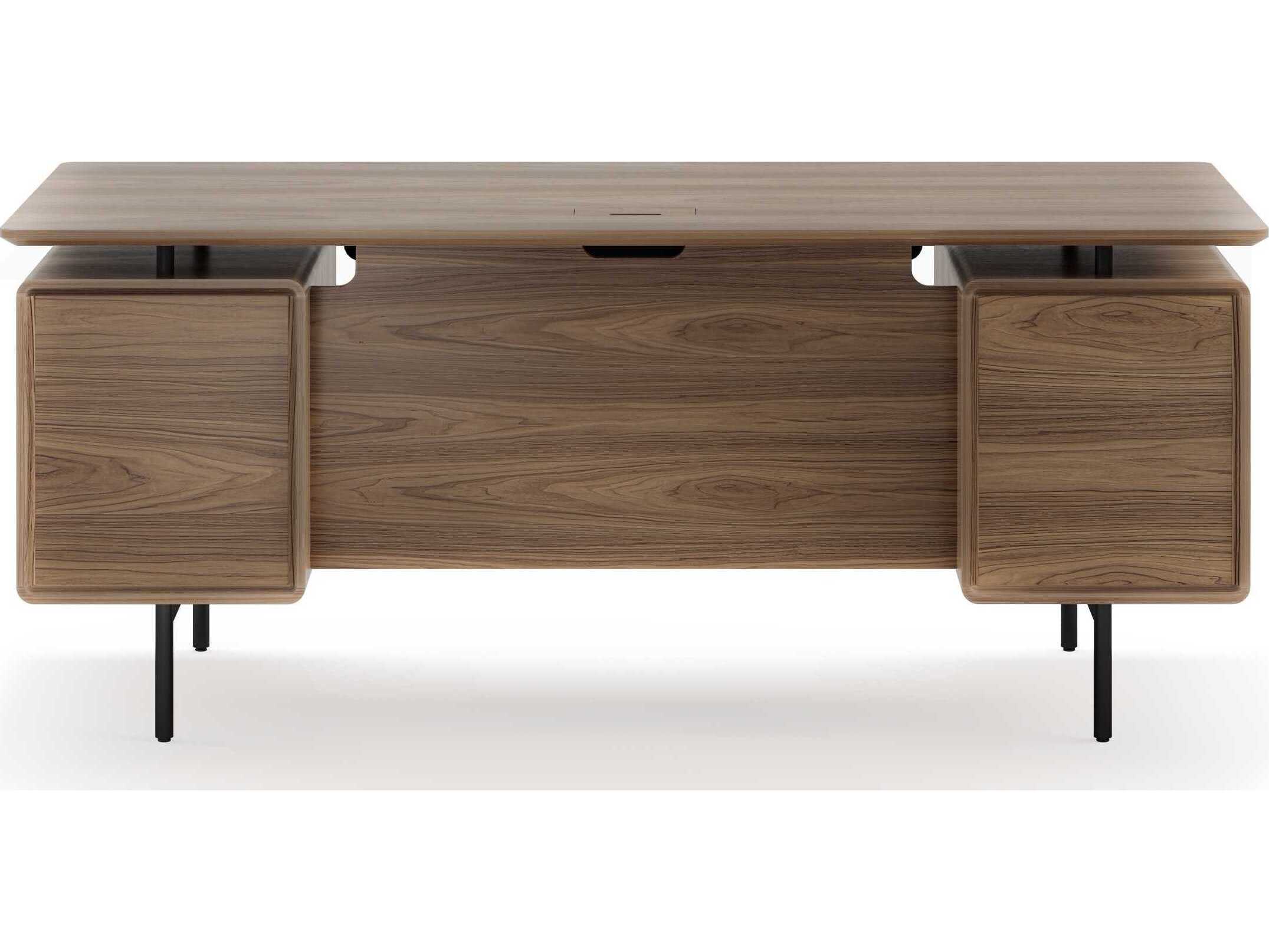 BDI Linq Natural Walnut Black Brown Hardwood Executive Desk