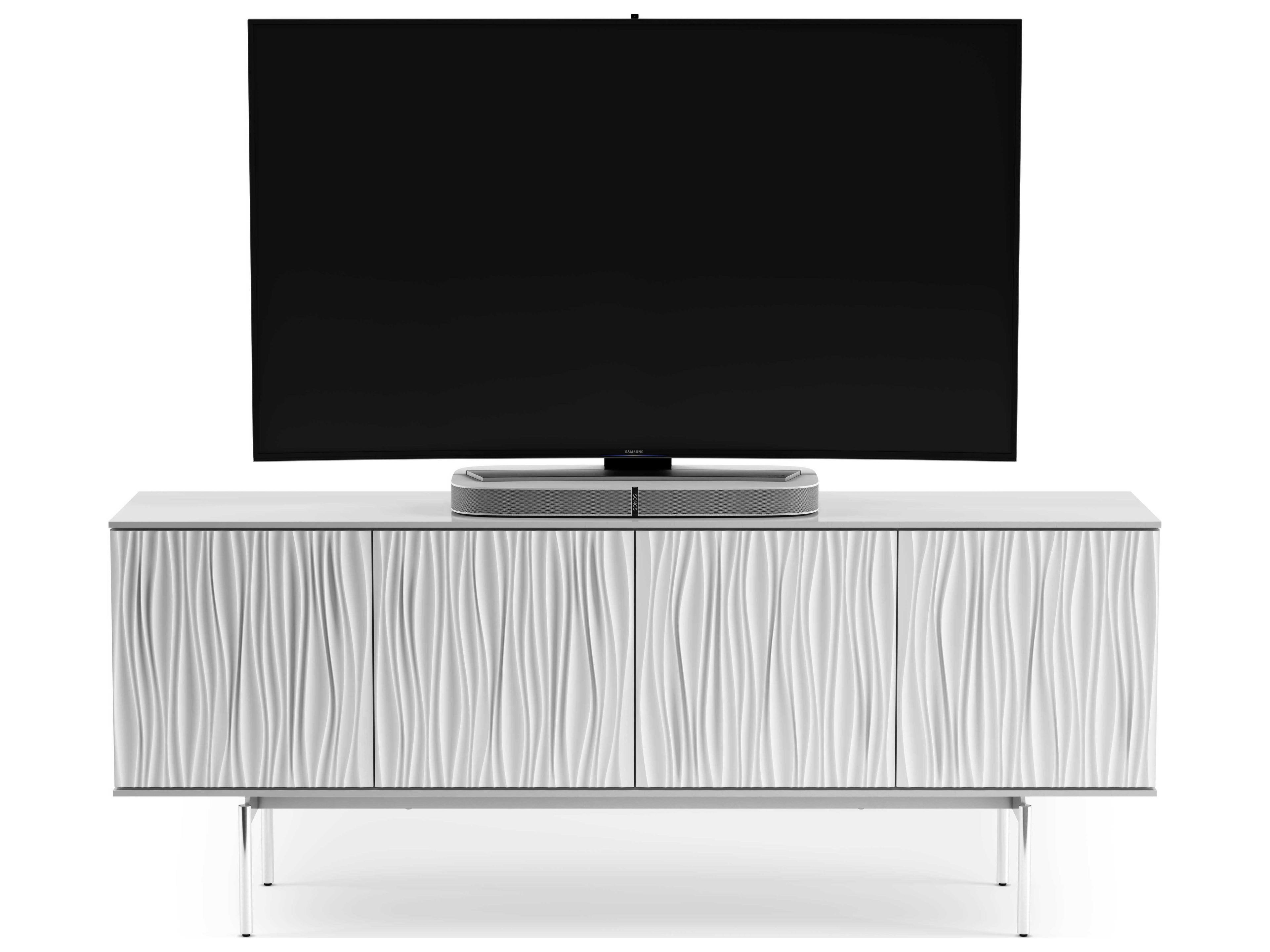 BDI Tanami 79" Smooth Satin White & Stainless Steel Media Console