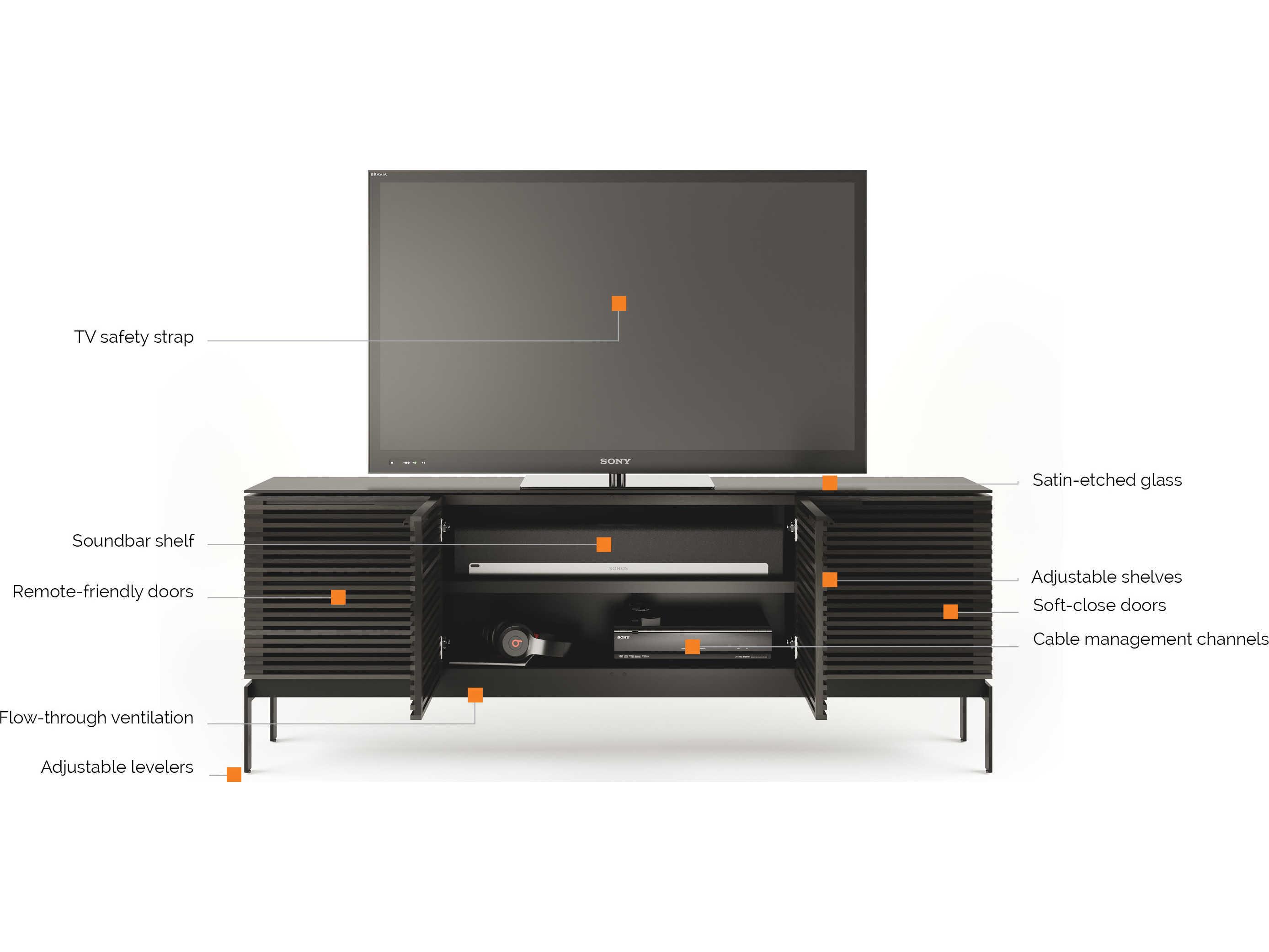 BDI Corridor 79" Walnut Wood Chocolate Stained Media Console