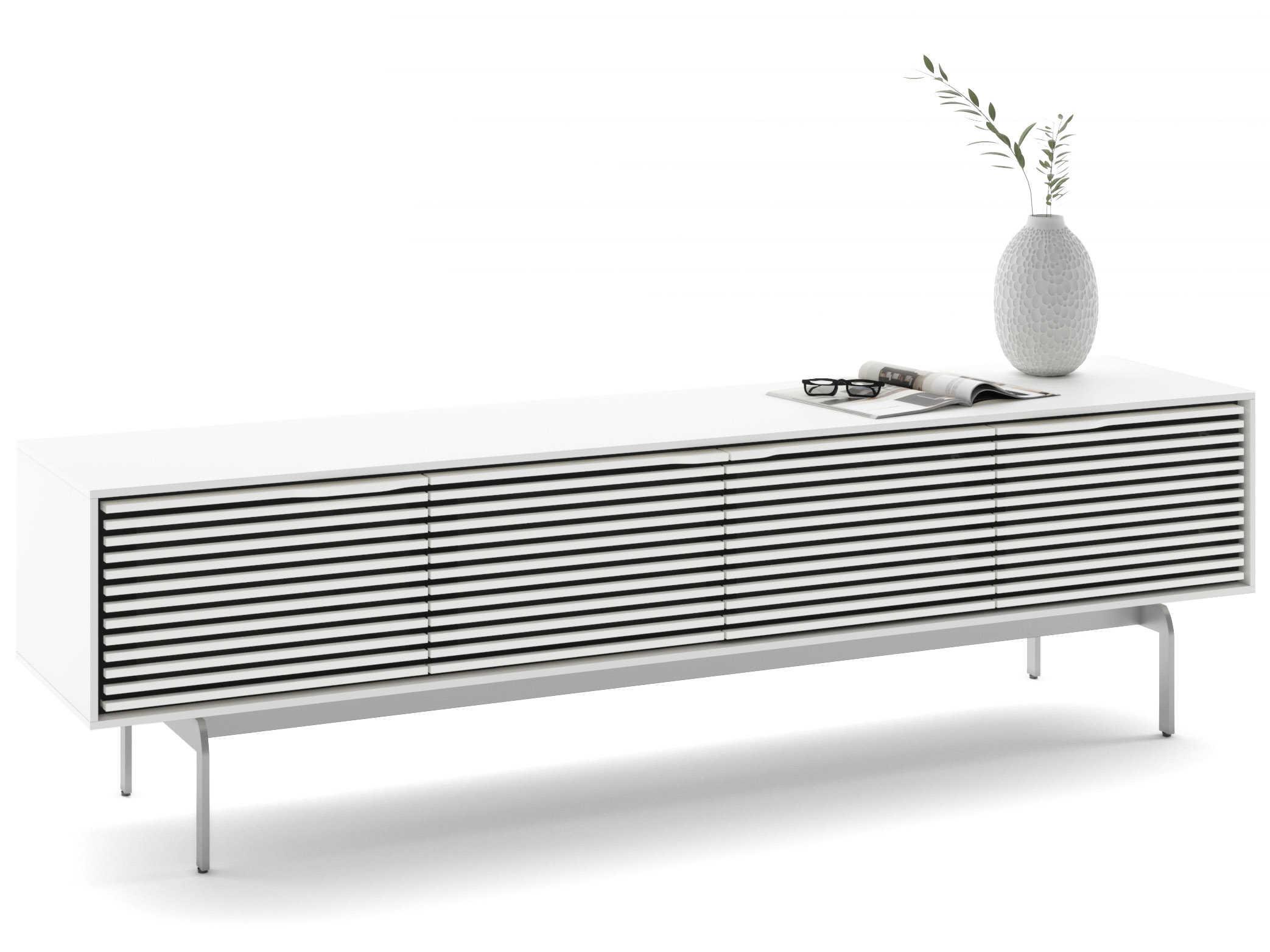 BDI Align 81" Solid Wood Satin White Media Console