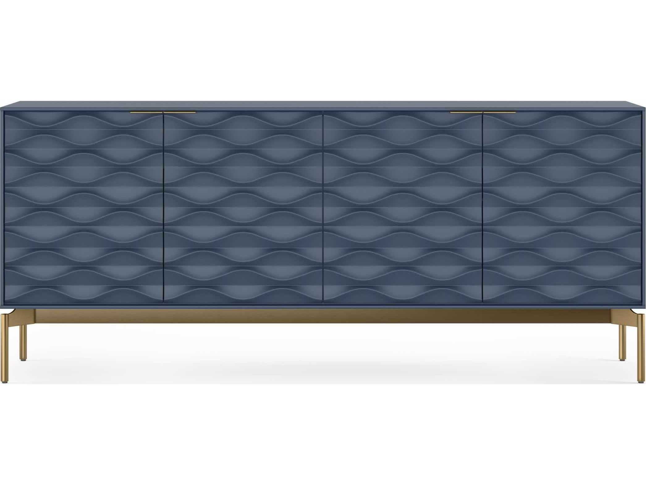 BDI Ripple 79" Ocean Brushed Brass Clear Credenza Sideboard