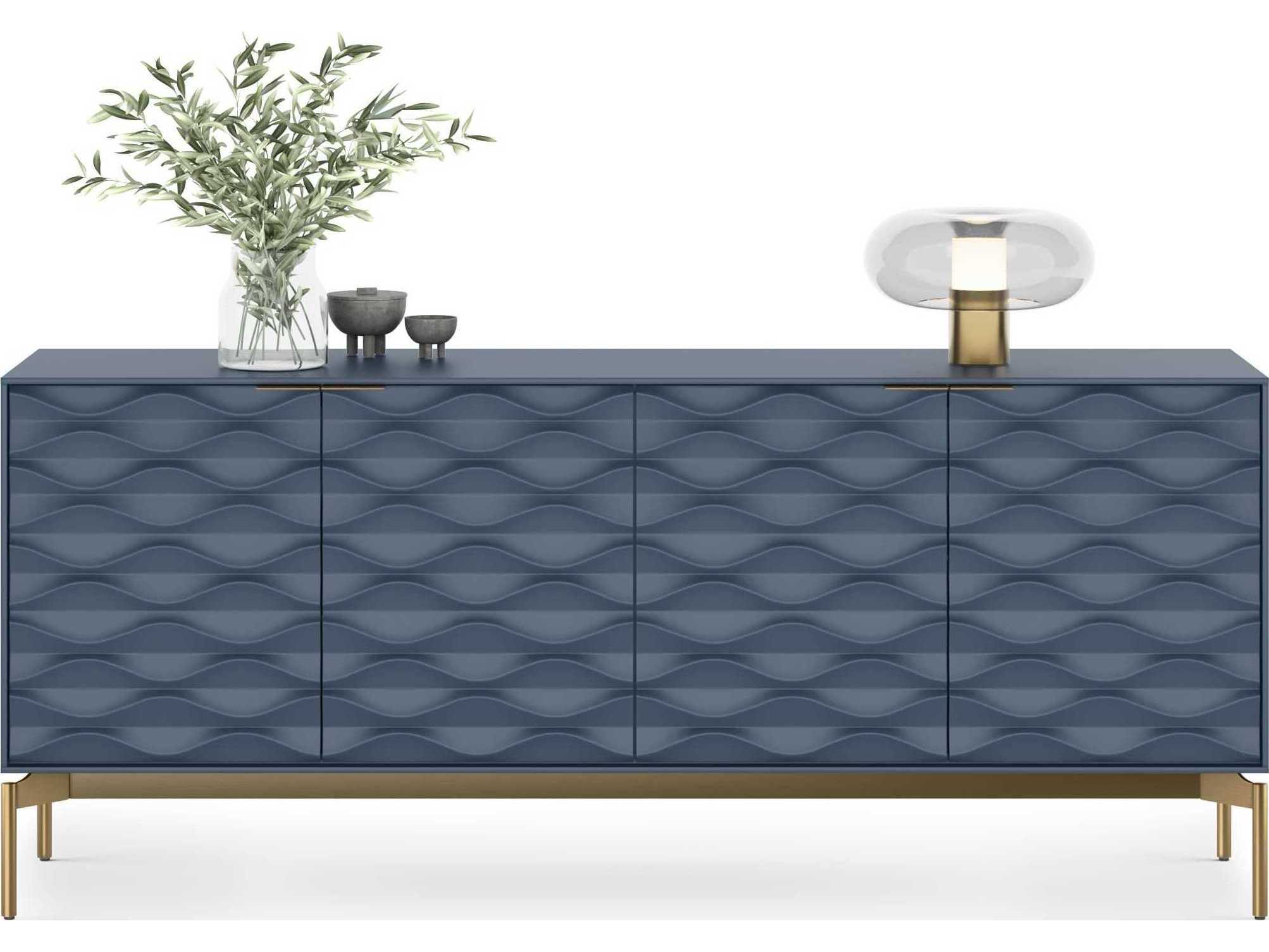 BDI Ripple 79" Ocean Brushed Brass Clear Credenza Sideboard