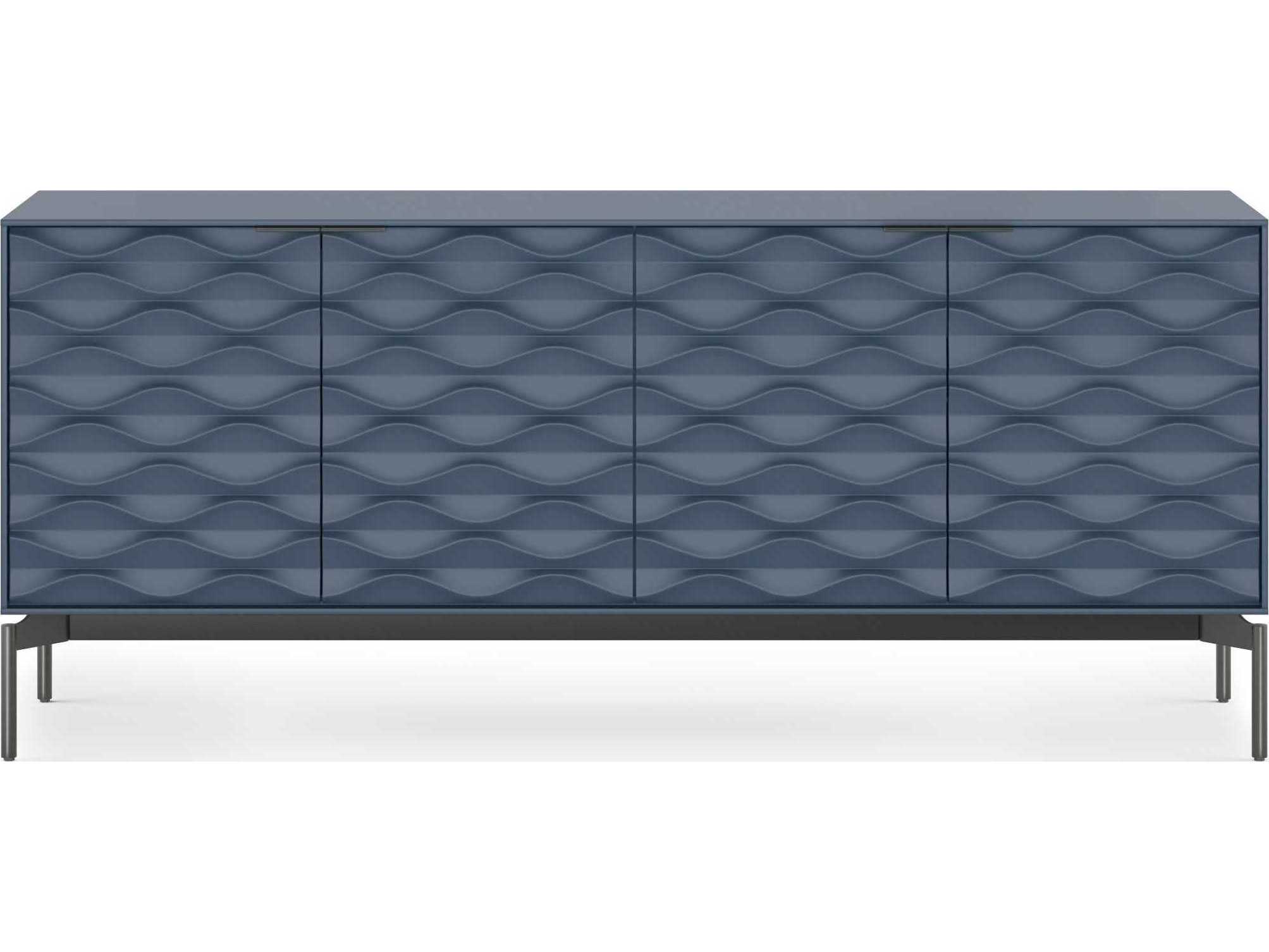 BDI Ripple 79" Ocean Brushed Carbon Clear Credenza Sideboard