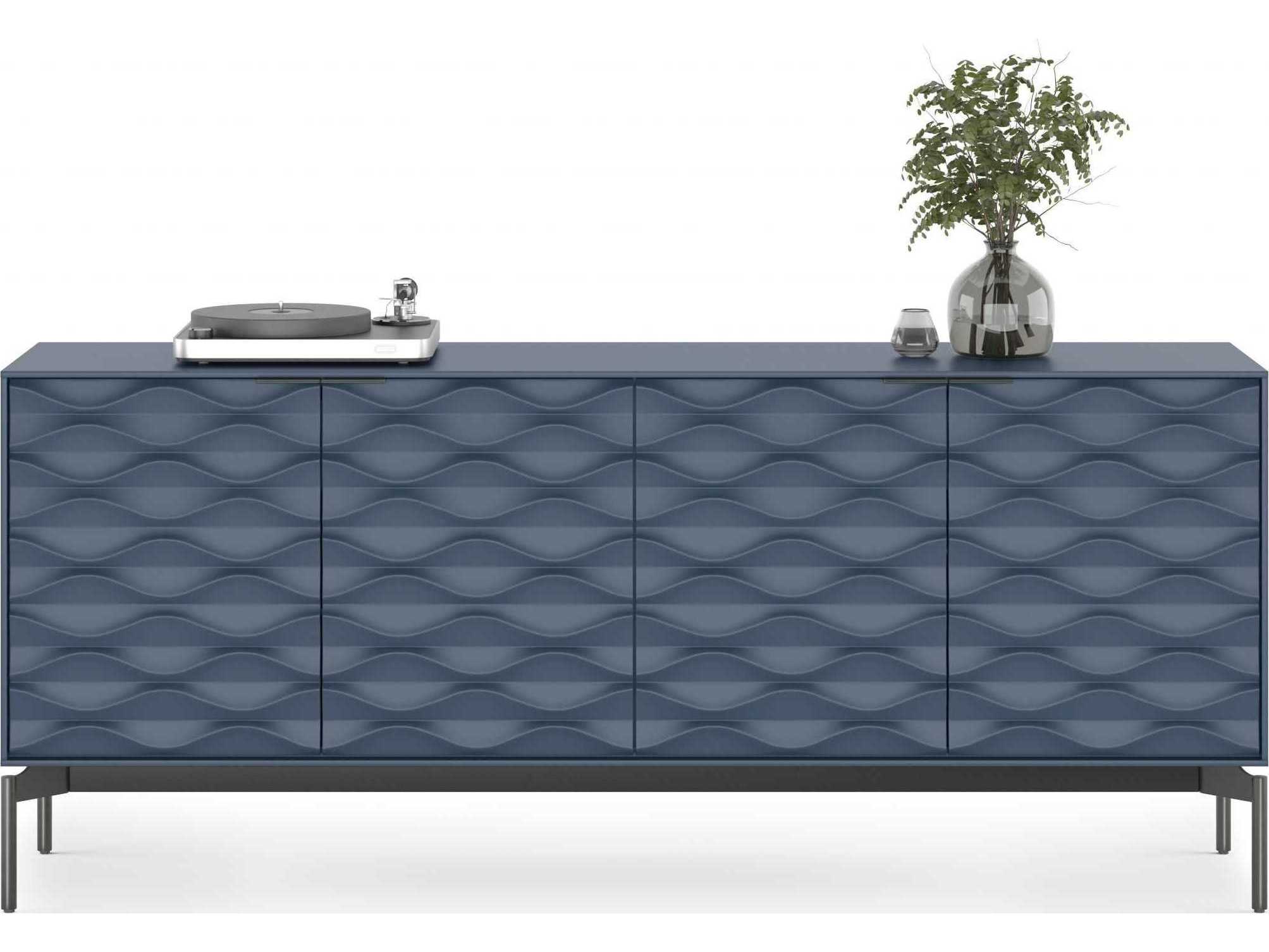 BDI Ripple 79" Ocean Brushed Carbon Clear Credenza Sideboard
