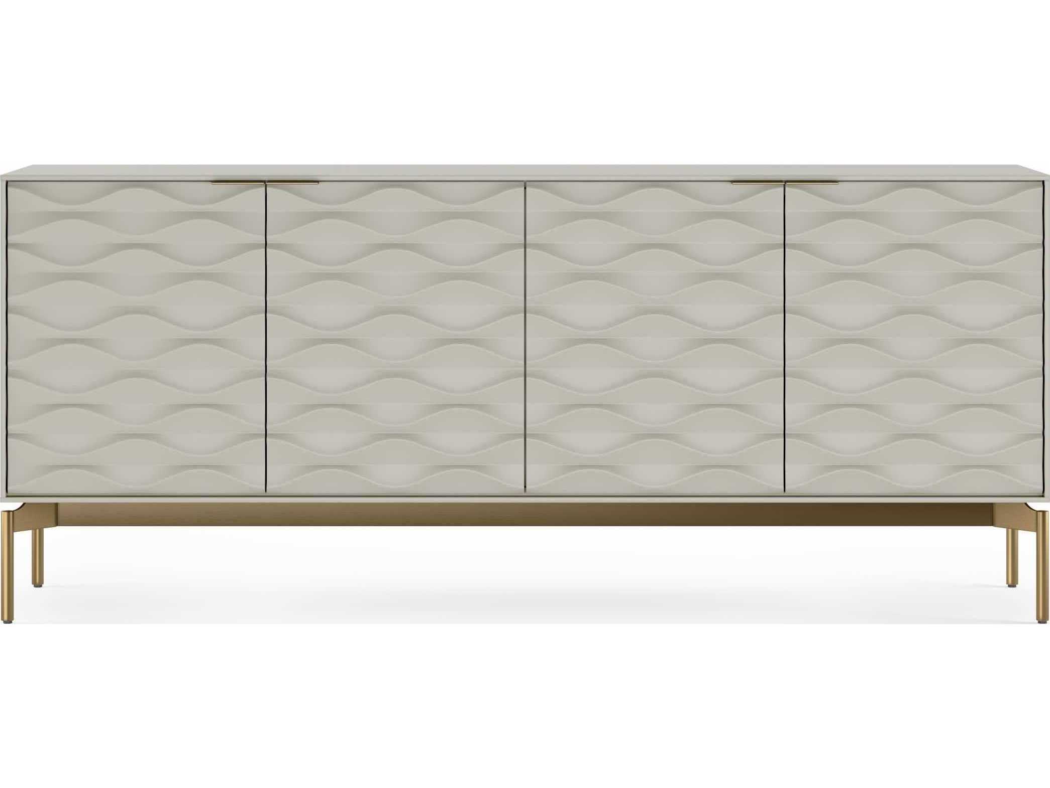BDI Ripple 79" Stone Brushed Brass Clear Credenza Sideboard