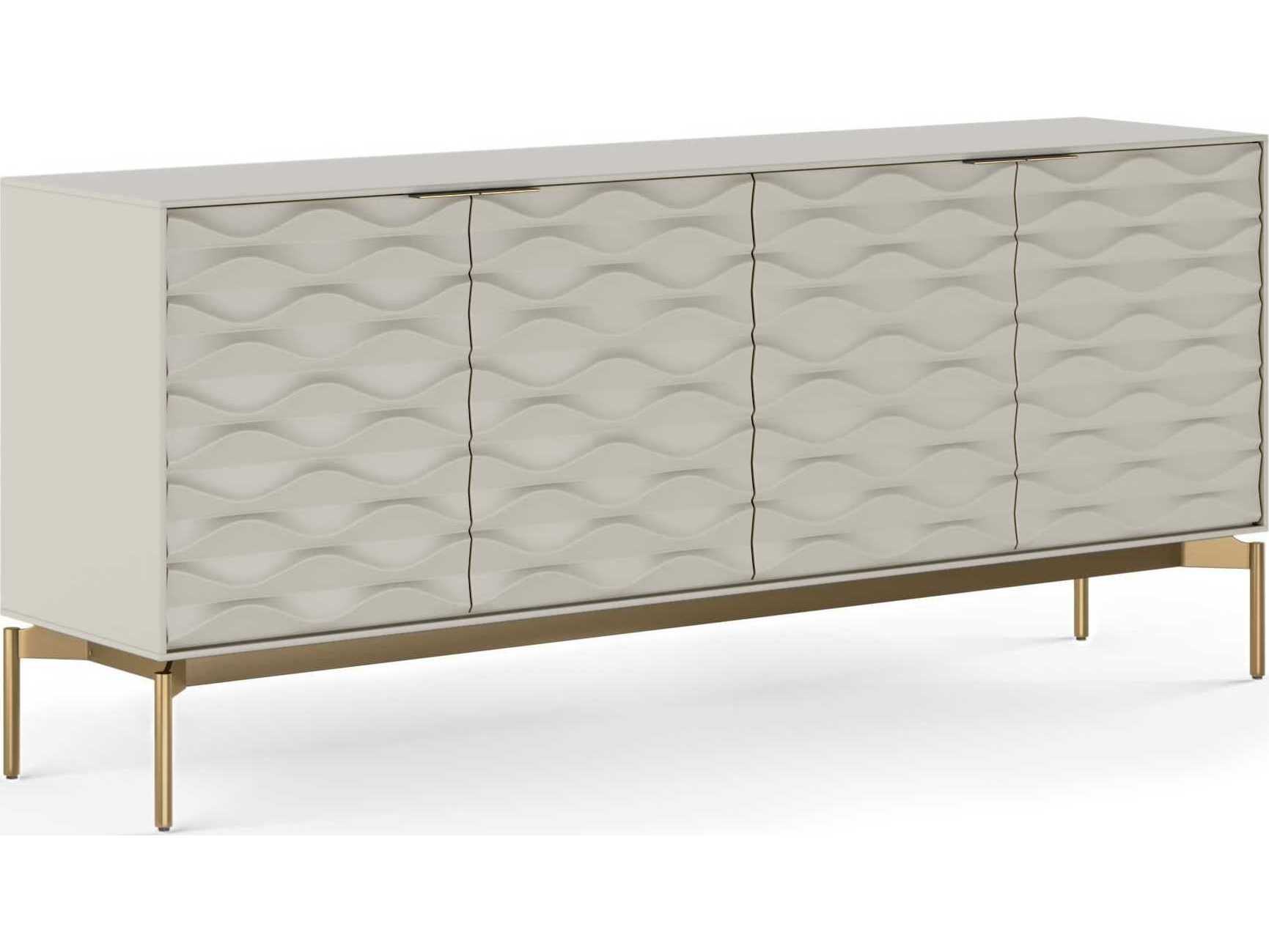 BDI Ripple 79" Stone Brushed Brass Clear Credenza Sideboard