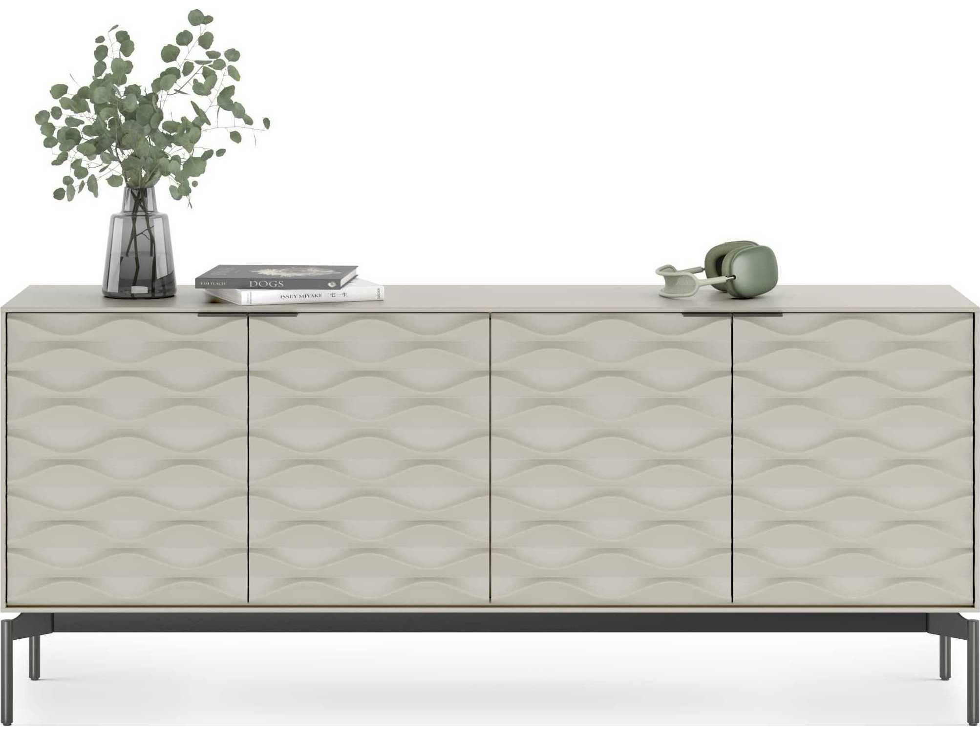 BDI Ripple 79" Stone Brushed Carbon Clear Credenza Sideboard