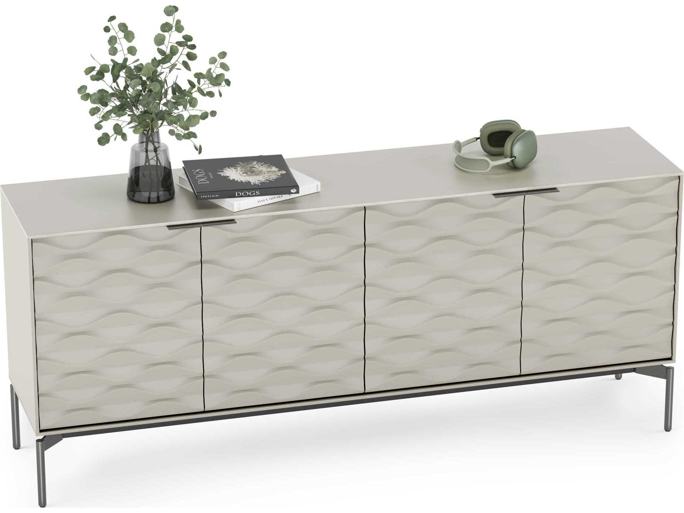 BDI Ripple 79" Stone Brushed Carbon Clear Credenza Sideboard