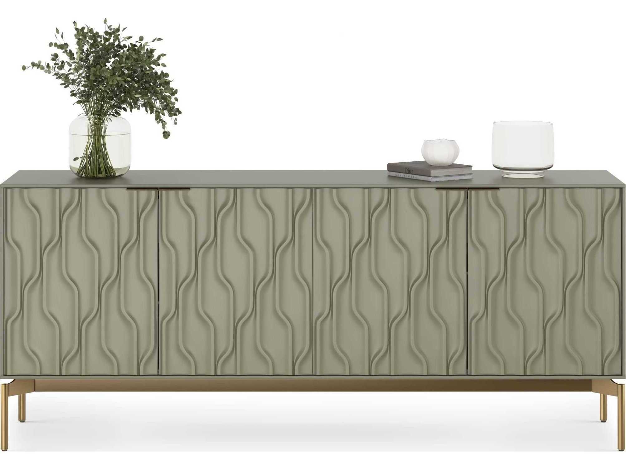 BDI Mesa 79" Moss Brushed Brass Clear Credenza Sideboard