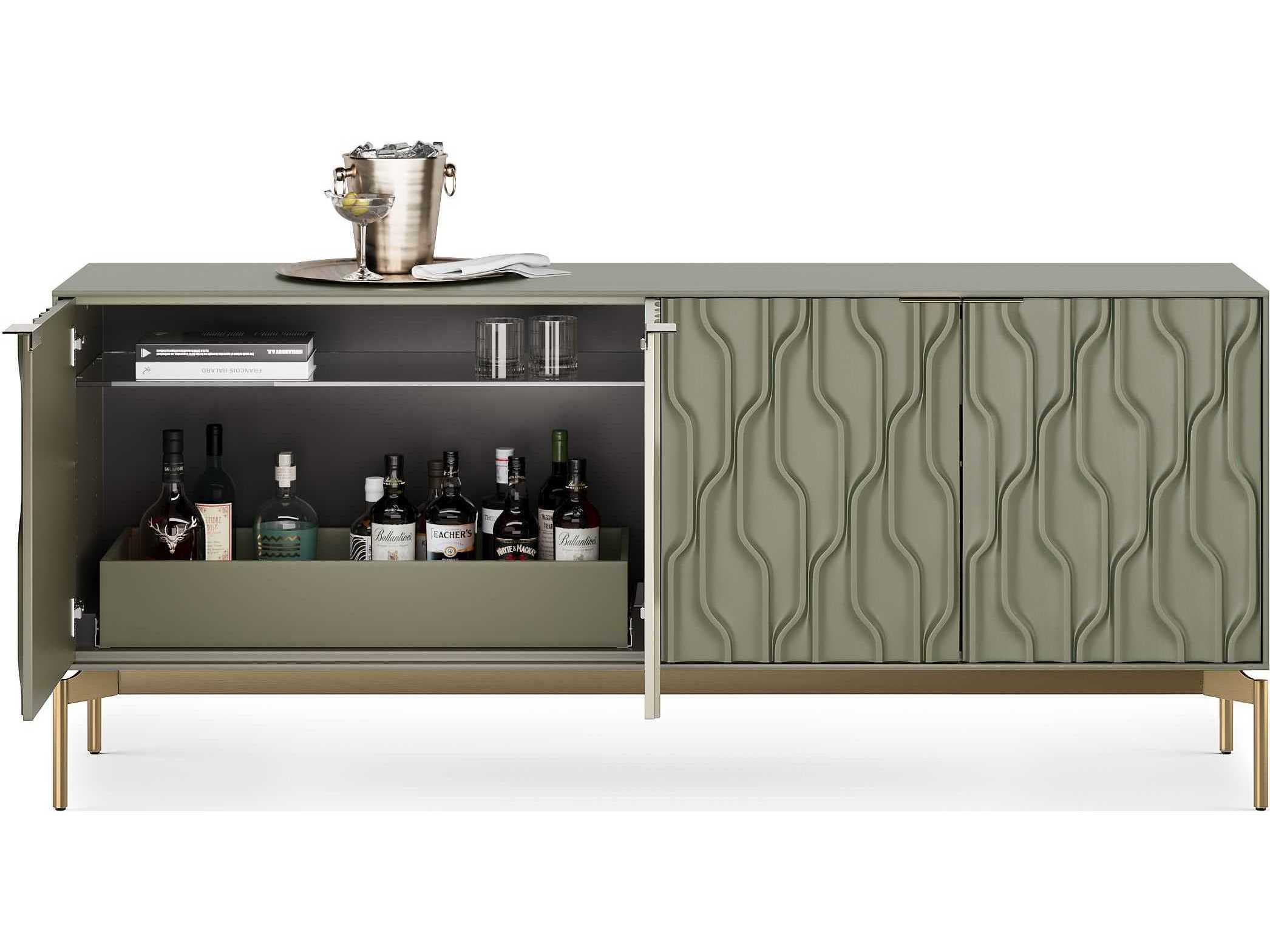 BDI Mesa 79" Moss Brushed Brass Clear Credenza Sideboard