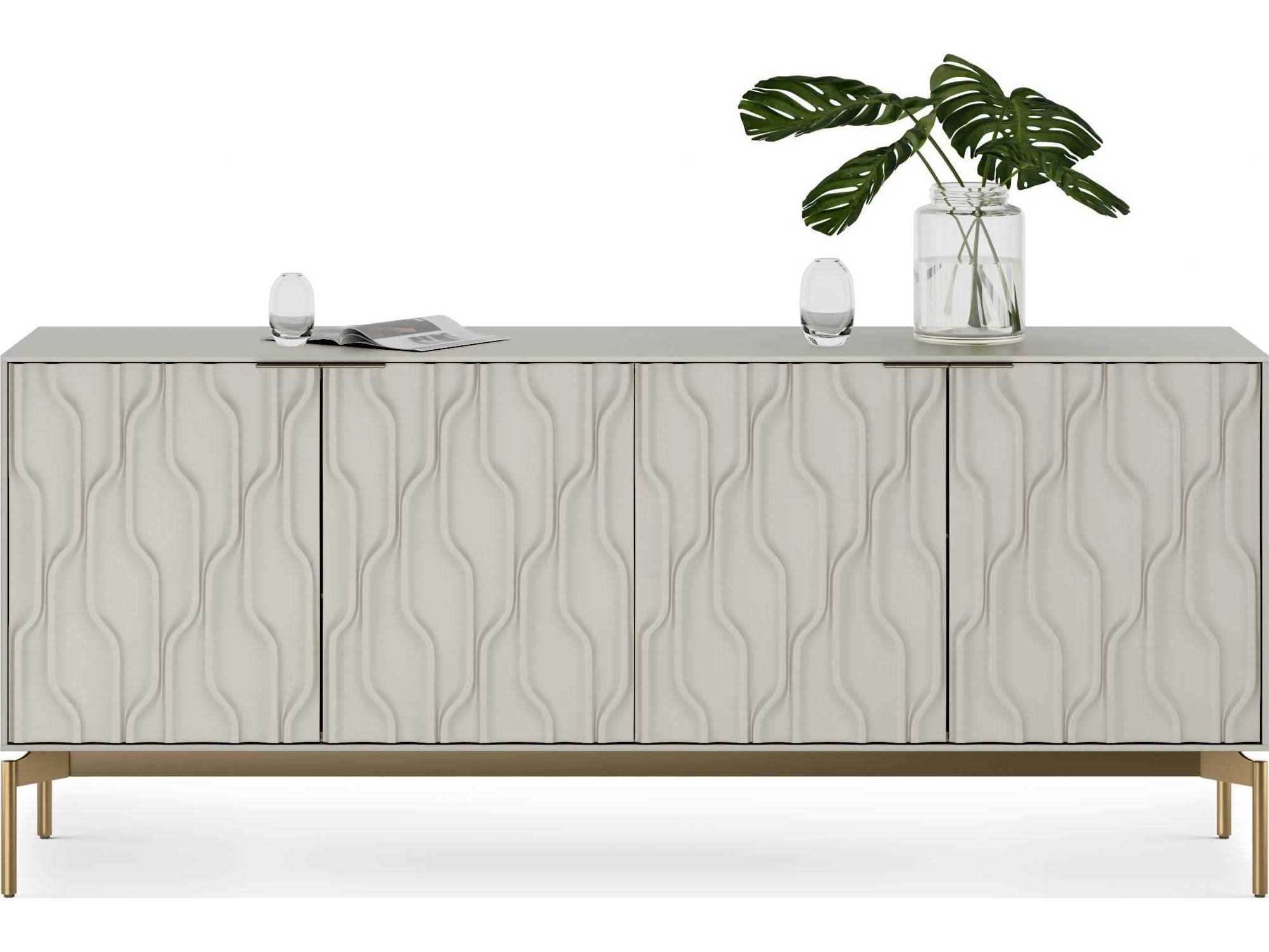 BDI Mesa 79" Stone Brushed Brass Clear Credenza Sideboard