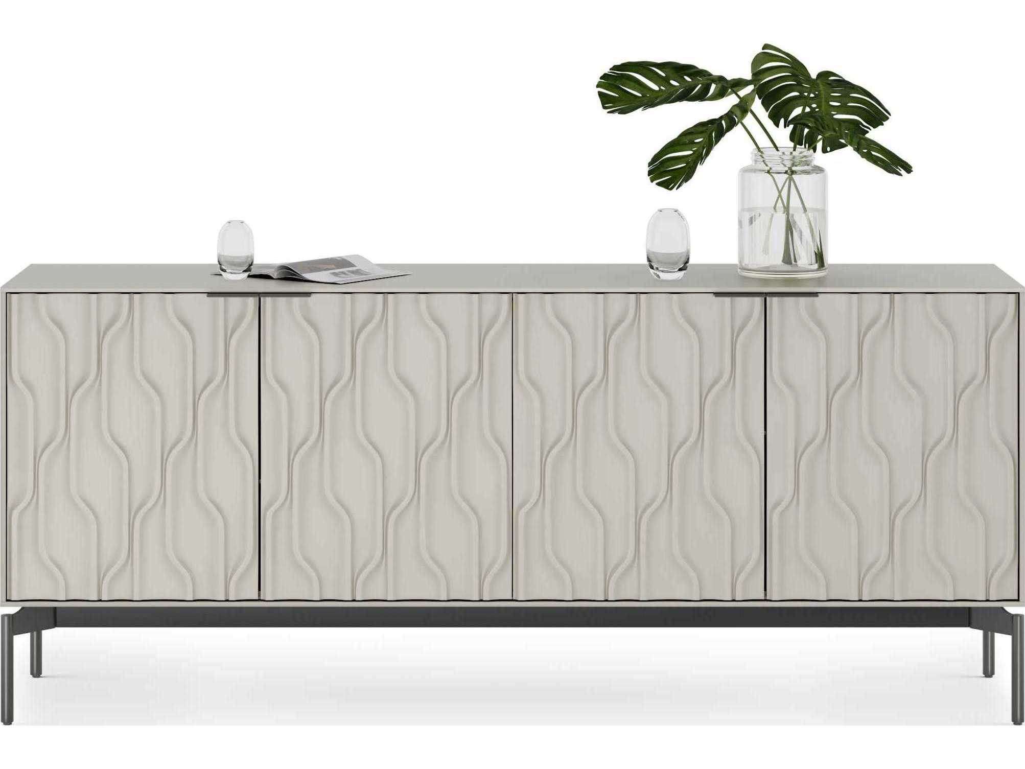 BDI Mesa 79" Stone Brushed Carbon Clear Credenza Sideboard