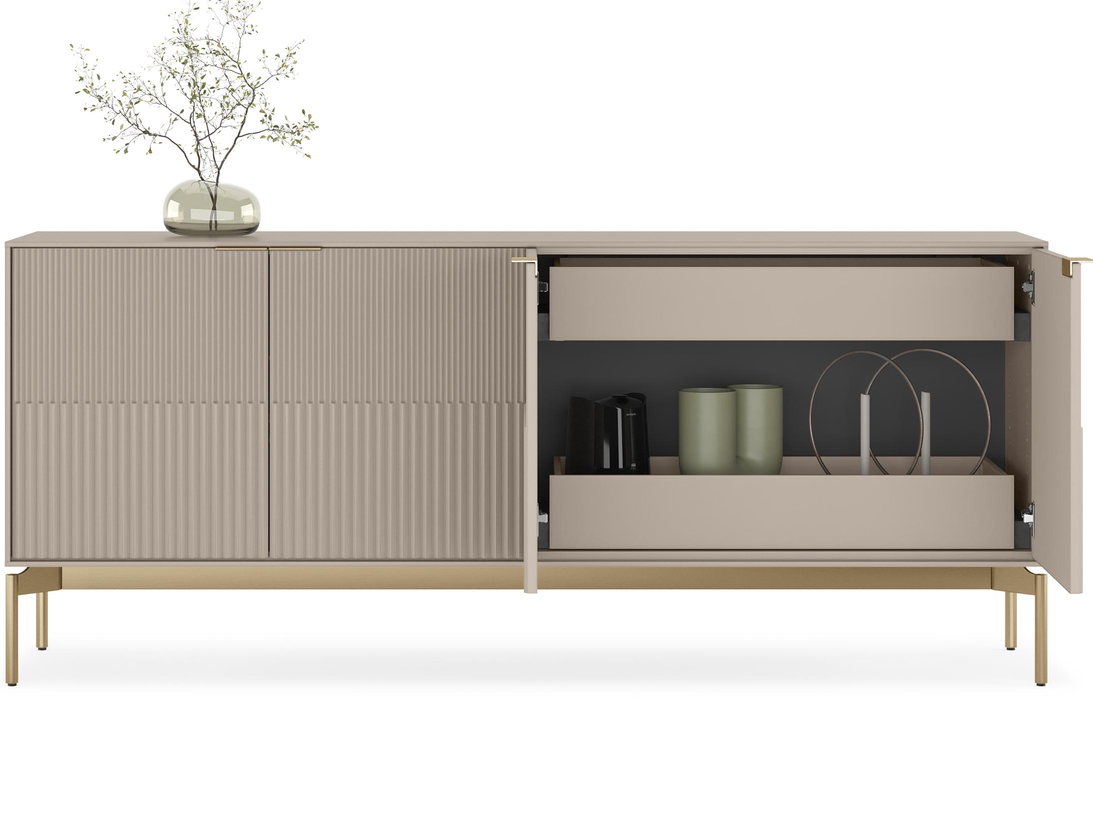 BDI Zig 79" Dune Sideboard With Brushed Brass Base