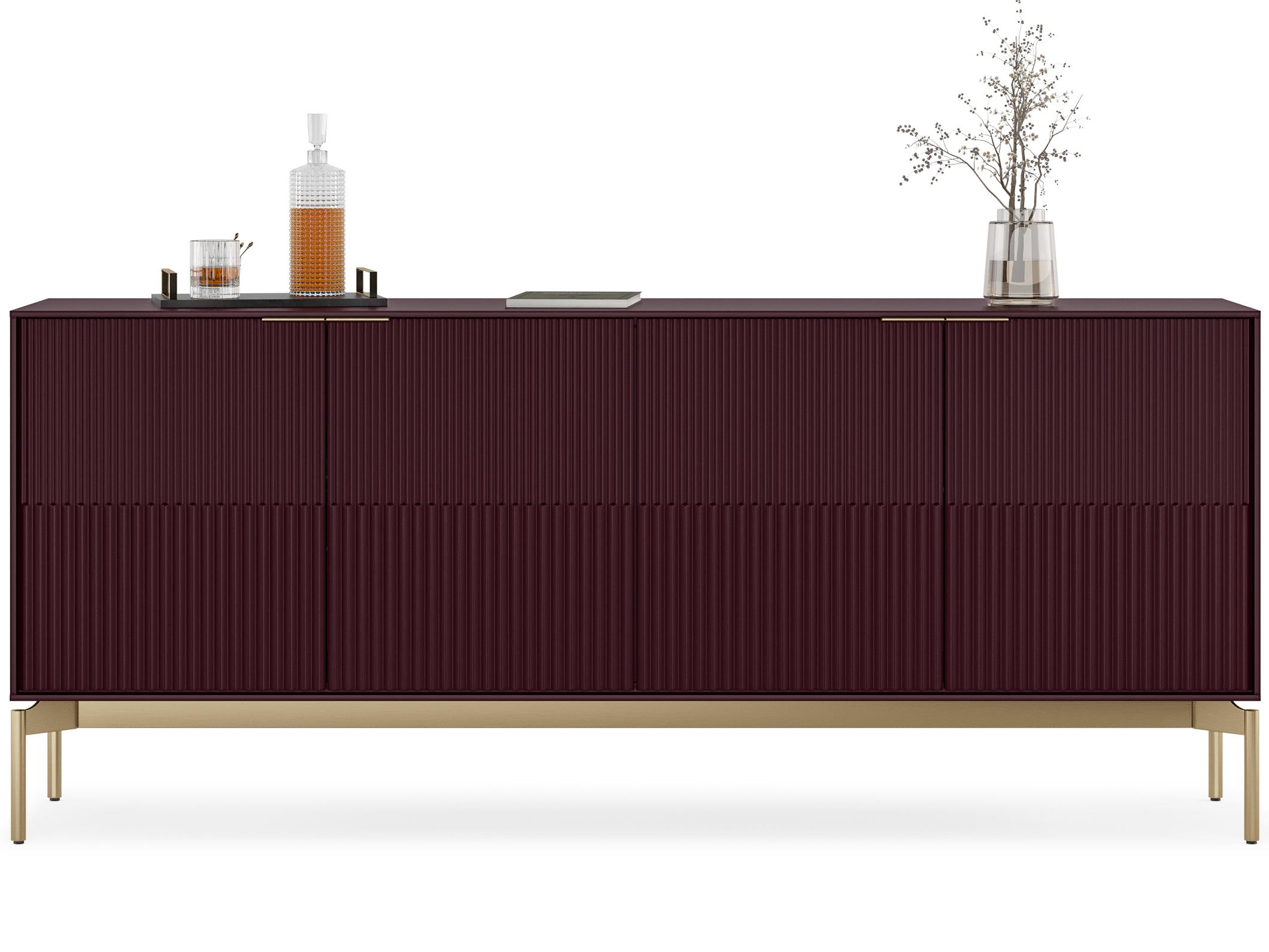 BDI Zig 79" Merlot Sideboard With Brushed Brass Base