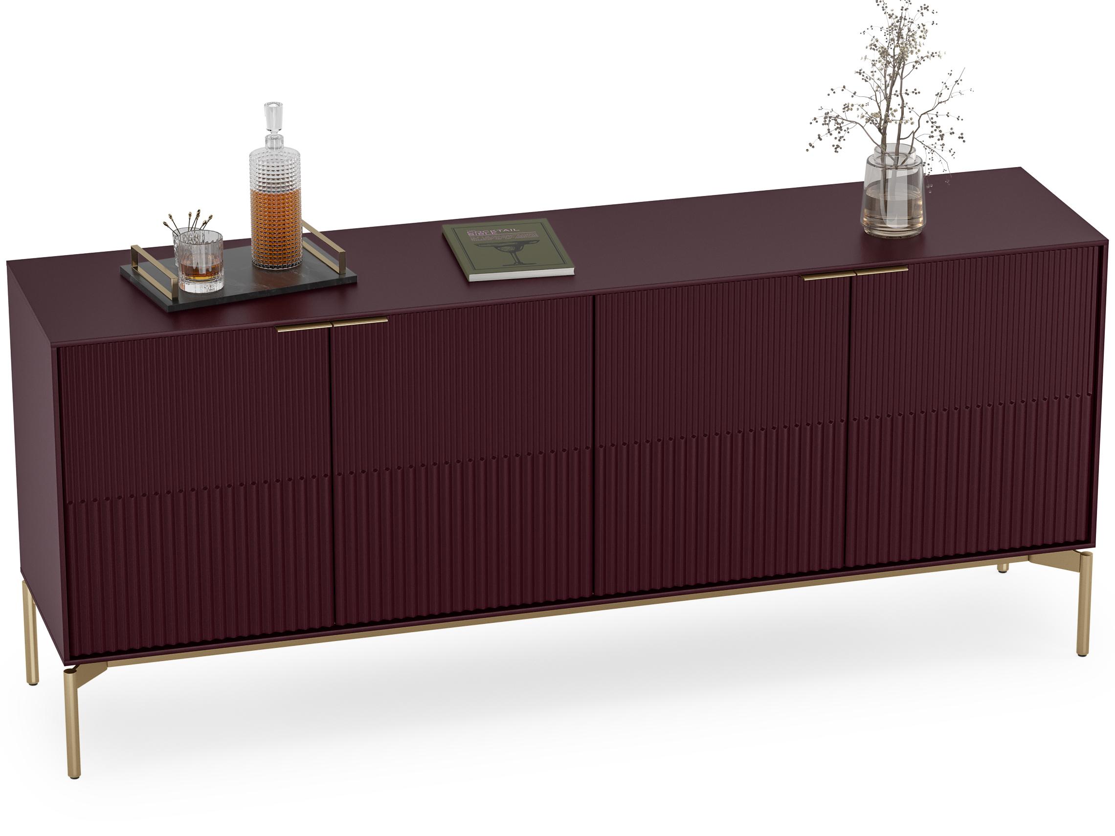 BDI Zig 79" Merlot Sideboard With Brushed Brass Base