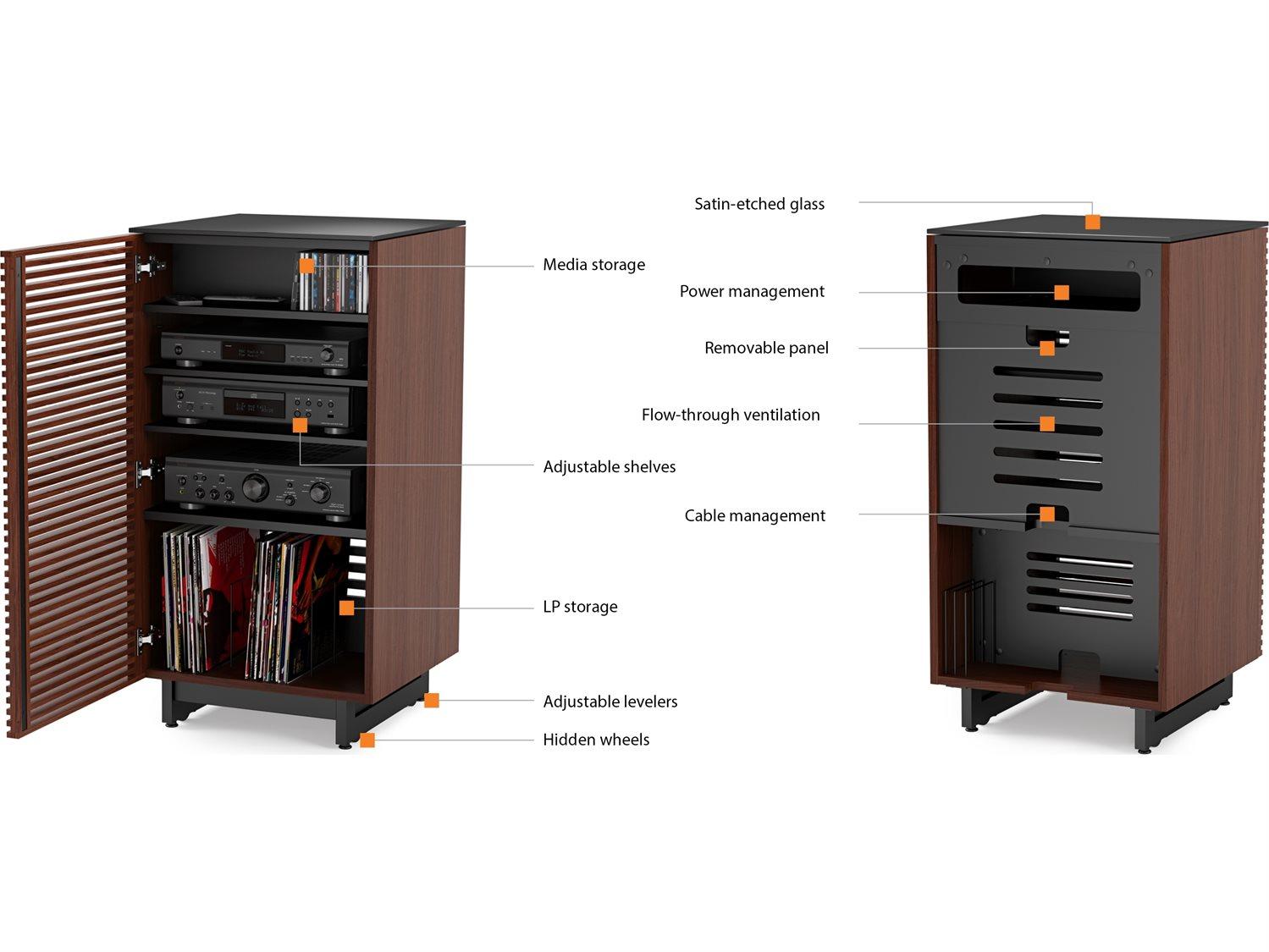 BDI Corridor 22" Charcoal Stained Ash Enclosed Audio Tower