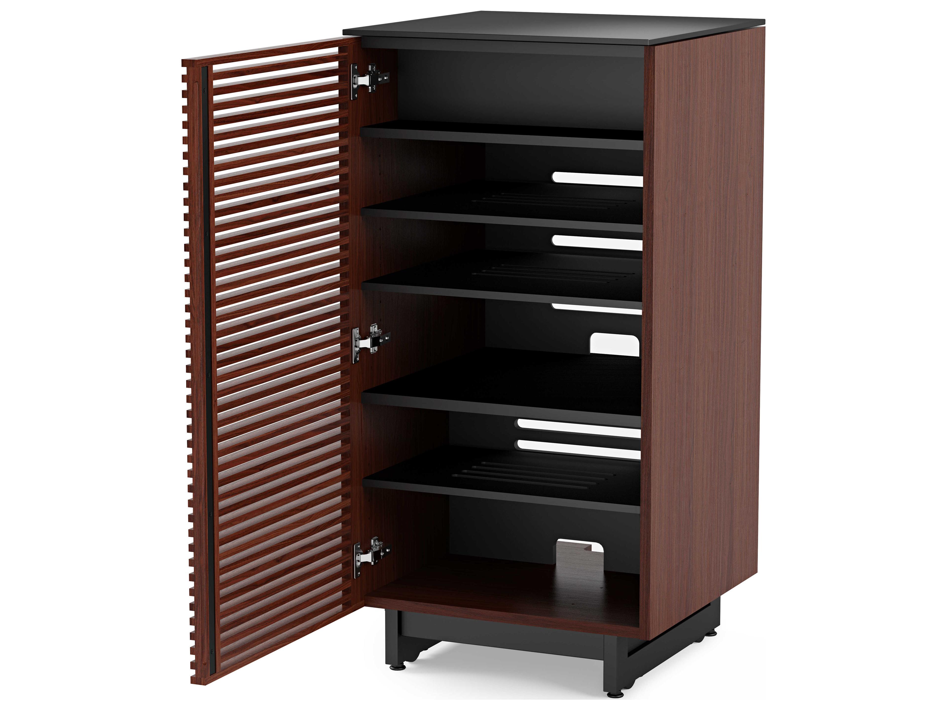 BDI Corridor 22" Chocolate Stained Walnut Enclosed Audio Tower